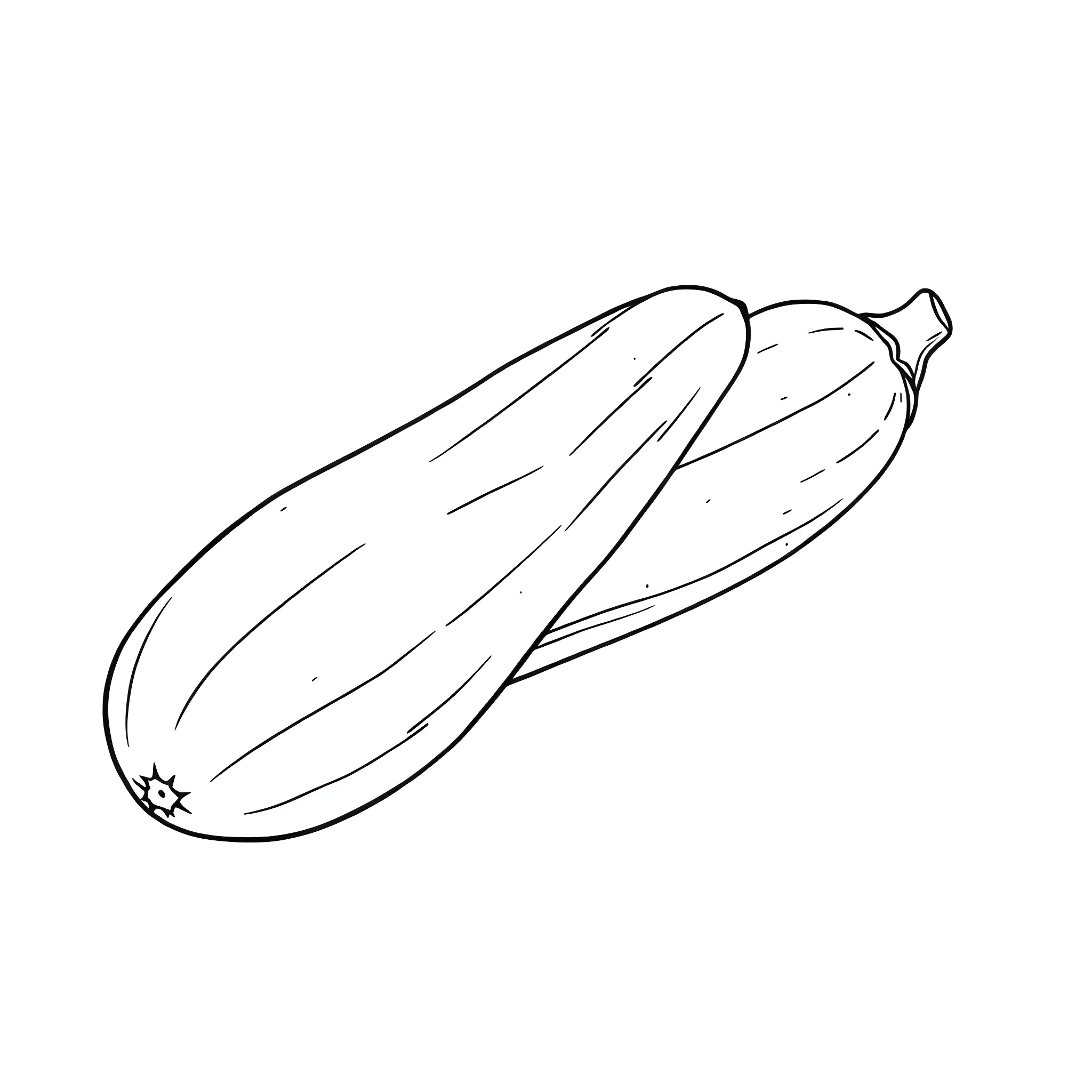 Cucumber carved with a star Coloring Page (free black-and-white line drawing printable PDF for all, from beginners to advanced learners, including children, teens, adults, and seniors)