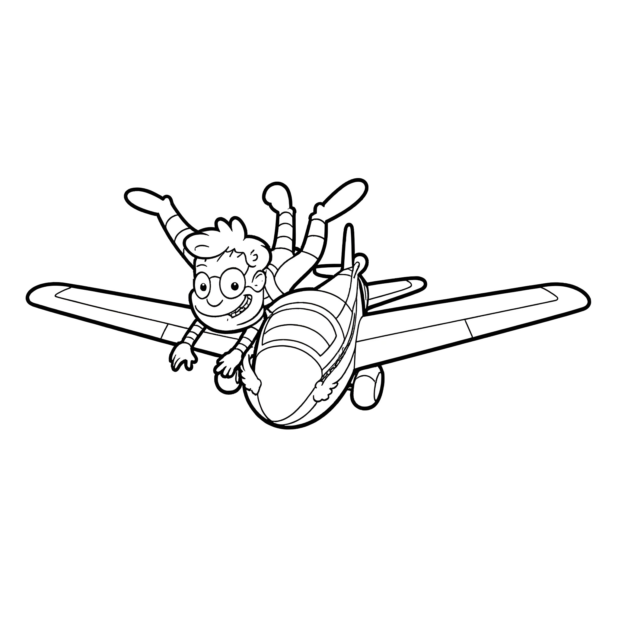 Phineas and Ferb's Aerial Adventure Coloring Page (free black-and-white line drawing printable PDF for all, from beginners to advanced learners, including children, teens, adults, and seniors)