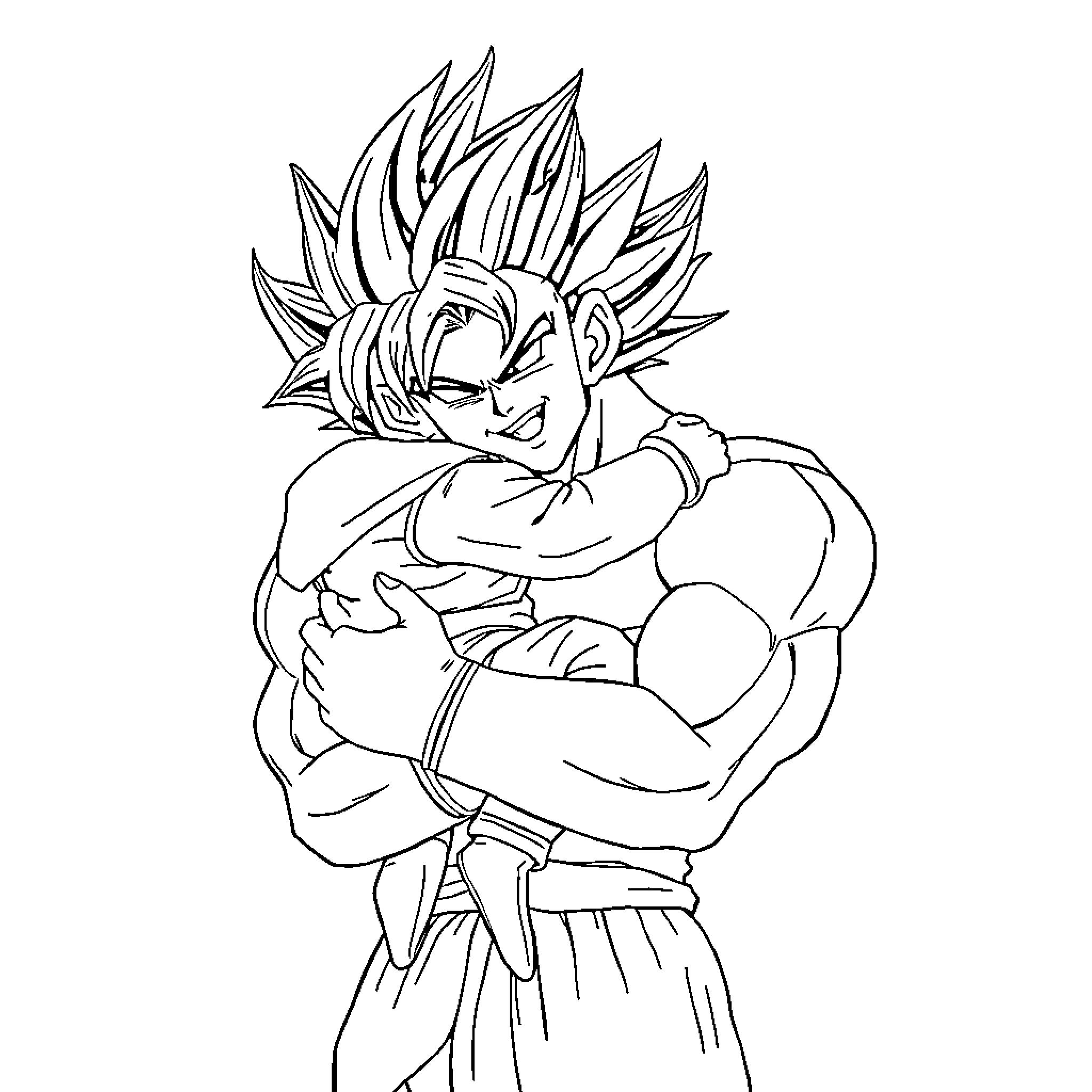 Vegeta's Fierce Determination and Warrior Spirit Coloring Page (free black-and-white line drawing printable PDF for all, from beginners to advanced learners, including children, teens, adults, and seniors)