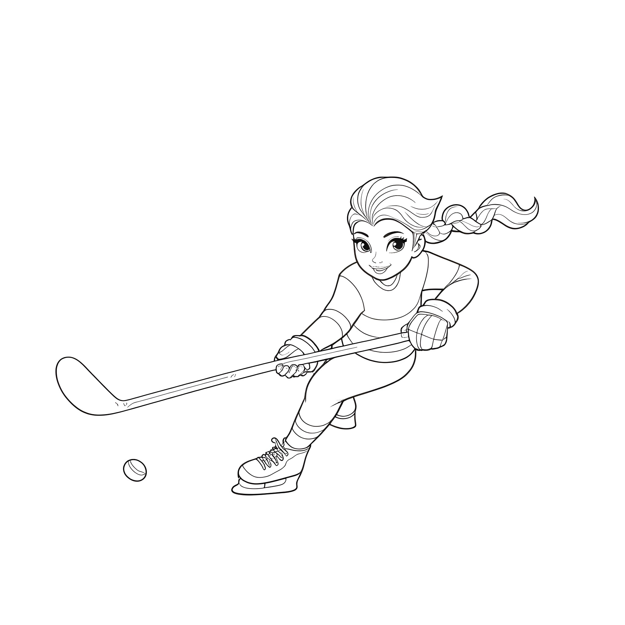 Elsa skating gracefully on the ice Coloring Page (free black-and-white line drawing printable PDF for all, from beginners to advanced learners, including children, teens, adults, and seniors)