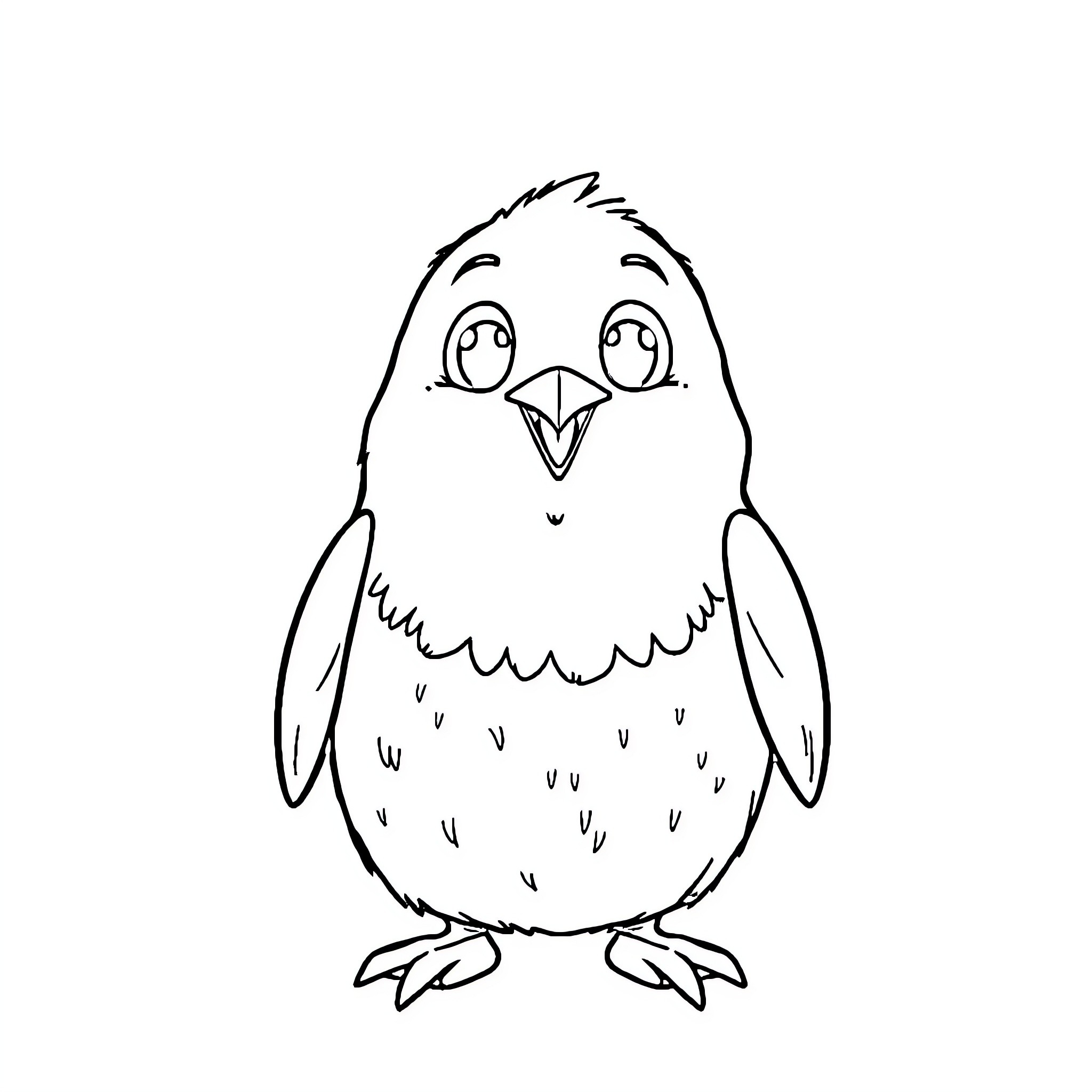 Onkie the Curious Chick Coloring Page (free black-and-white line drawing printable PDF for all, from beginners to advanced learners, including children, teens, adults, and seniors)