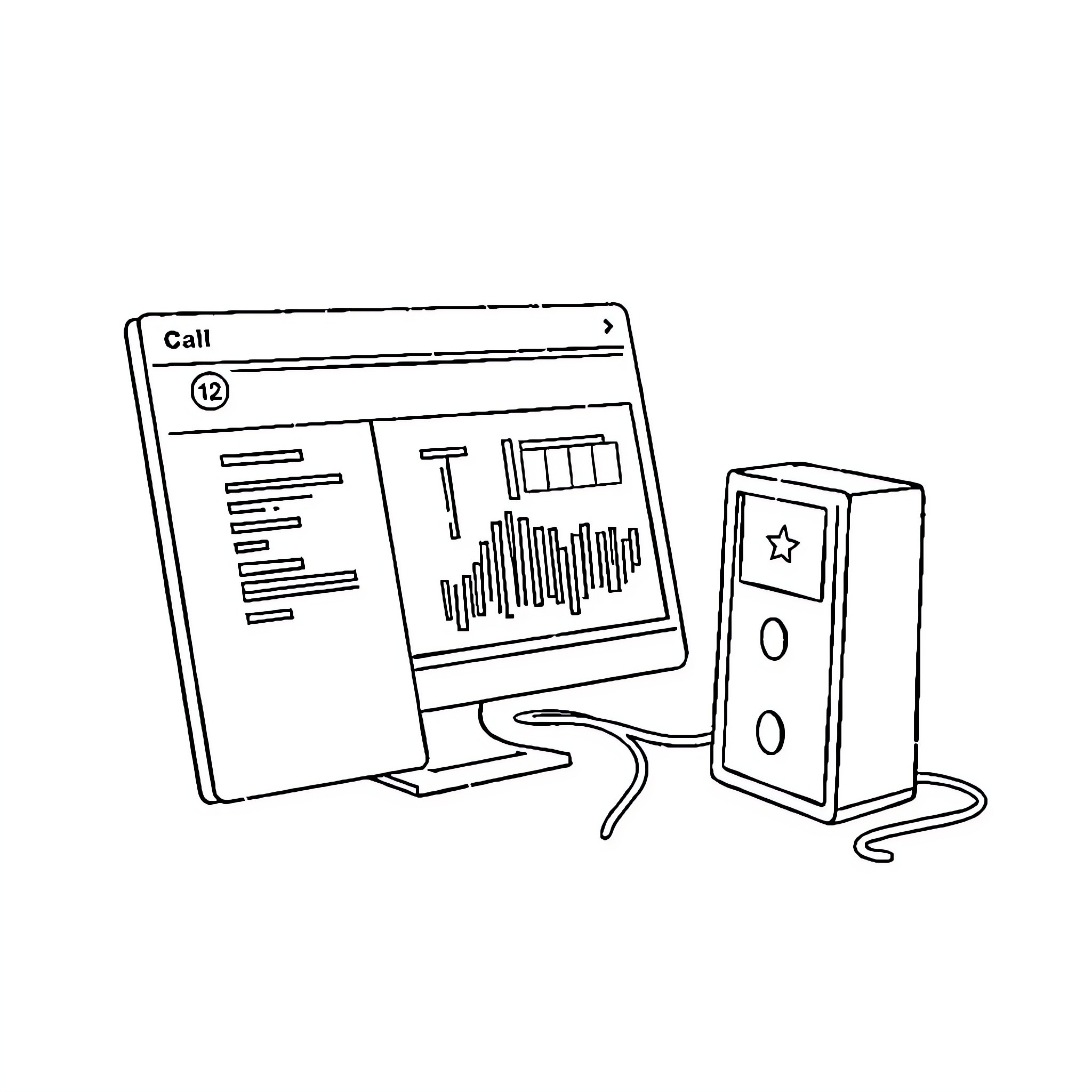 On Call Manager Monitoring Data Analytics and Statistics Coloring Page (free black-and-white line drawing printable PDF for all, from beginners to advanced learners, including children, teens, adults, and seniors)