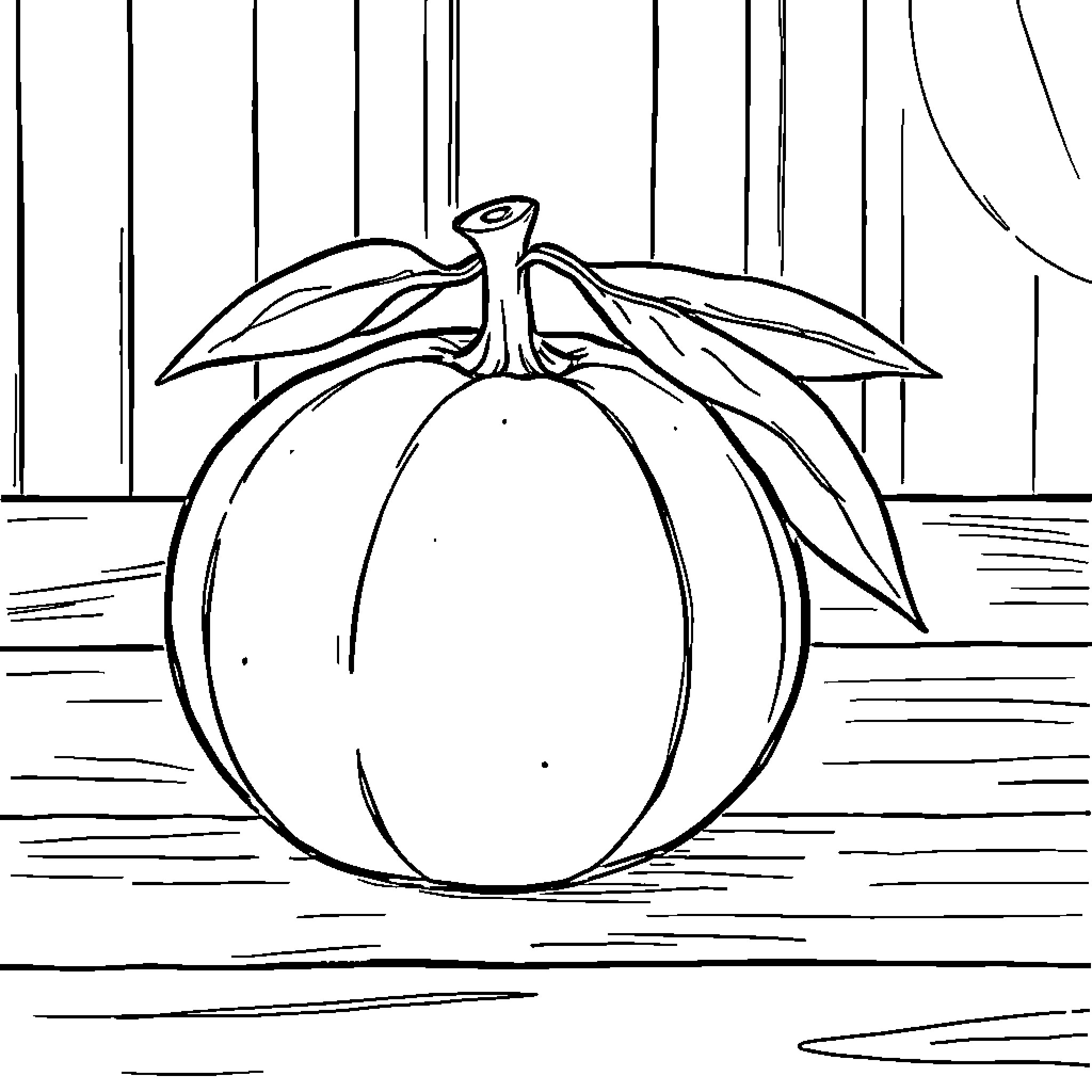 Sprunky Pumpkin in Rustic Scene Coloring Page (free black-and-white line drawing printable PDF for all, from beginners to advanced learners, including children, teens, adults, and seniors)