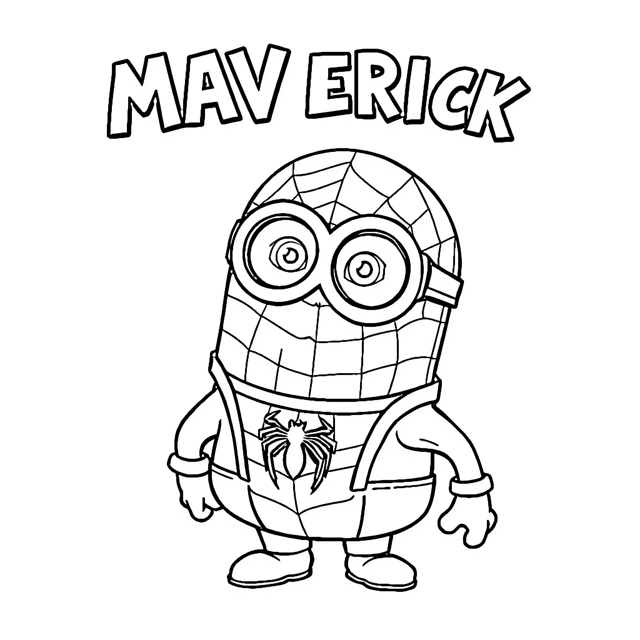Minion in Superhero Costume Coloring Page (free black-and-white line drawing printable PDF for all, from beginners to advanced learners, including children, teens, adults, and seniors)