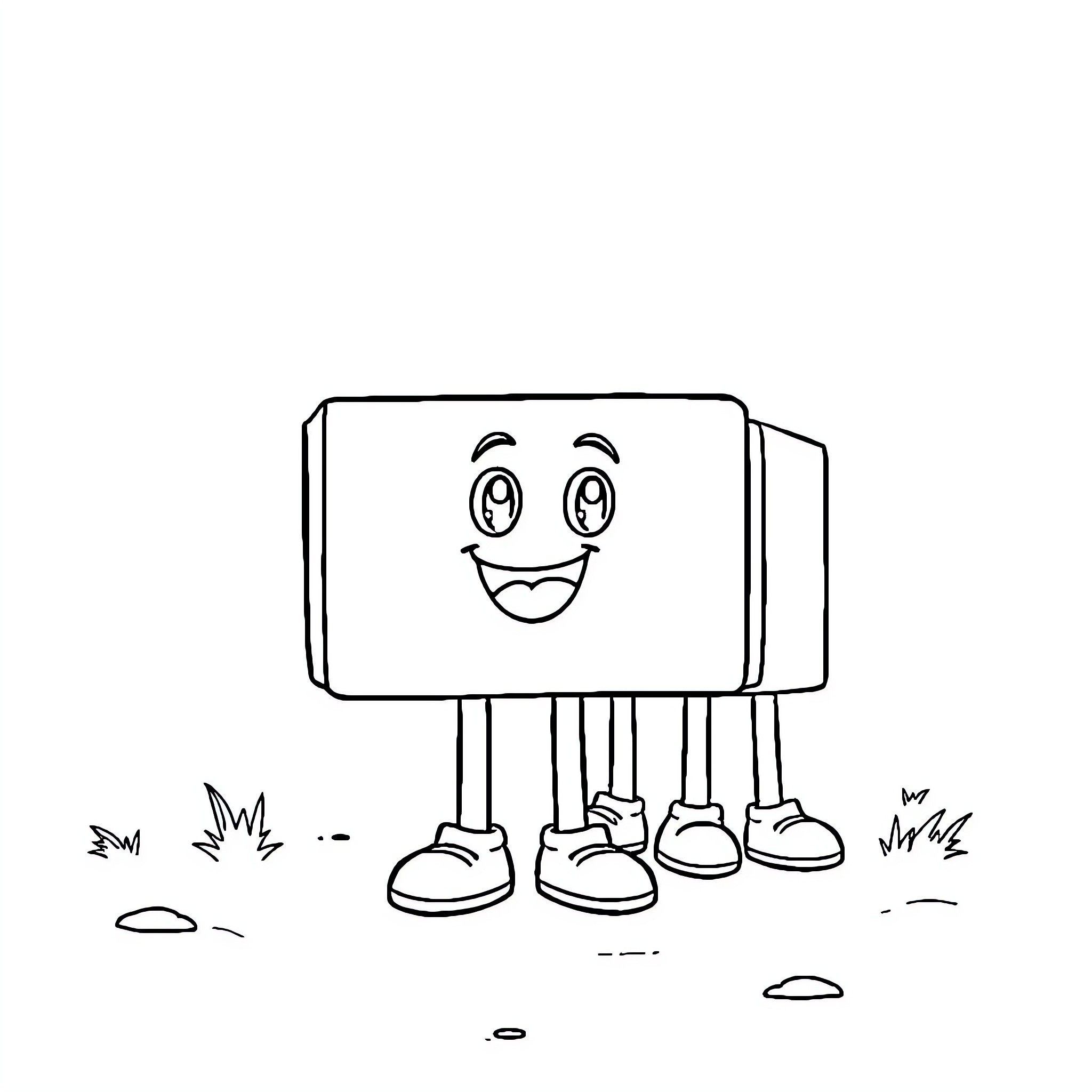 Numberblock character with happy expression Coloring Page (free black-and-white line drawing printable PDF for all, from beginners to advanced learners, including children, teens, adults, and seniors)
