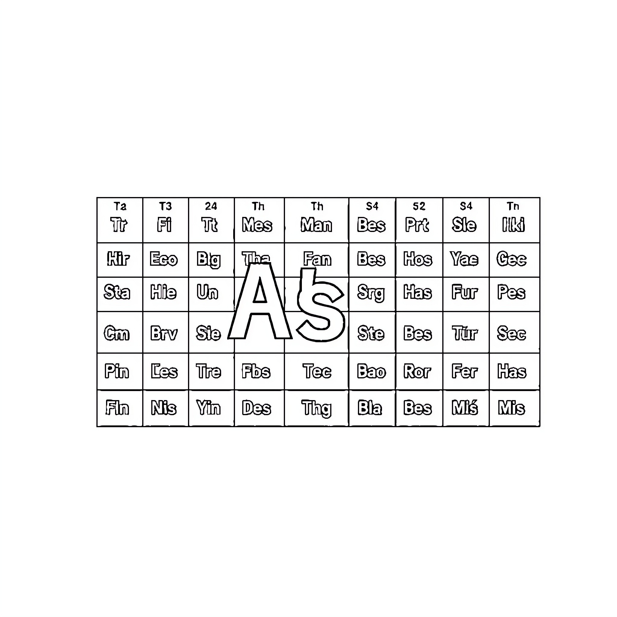 Dobereiner's periodic table of chemical elements Coloring Page (free black-and-white line drawing printable PDF for all, from beginners to advanced learners, including children, teens, adults, and seniors)