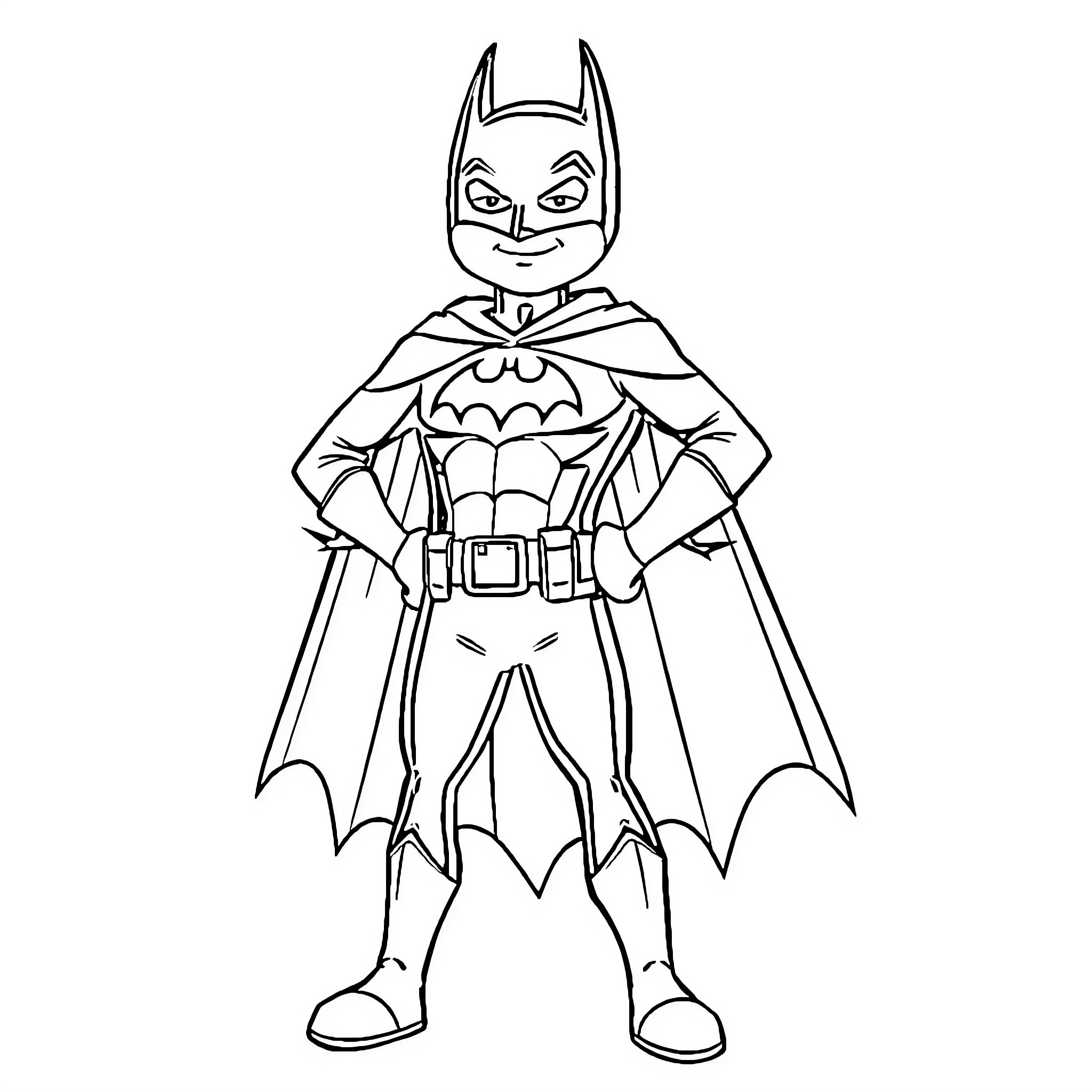 Bob esponja as a heroic Batman-style character Coloring Page (free black-and-white line drawing printable PDF for all, from beginners to advanced learners, including children, teens, adults, and seniors)