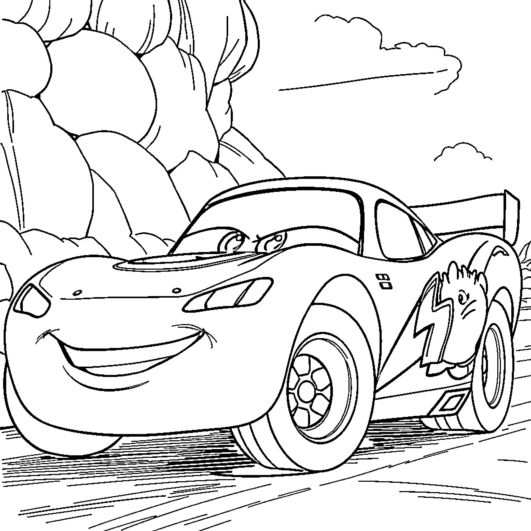 Blippi's Thrilling Race through the Countryside Coloring Page (free black-and-white line drawing printable PDF for all, from beginners to advanced learners, including children, teens, adults, and seniors)