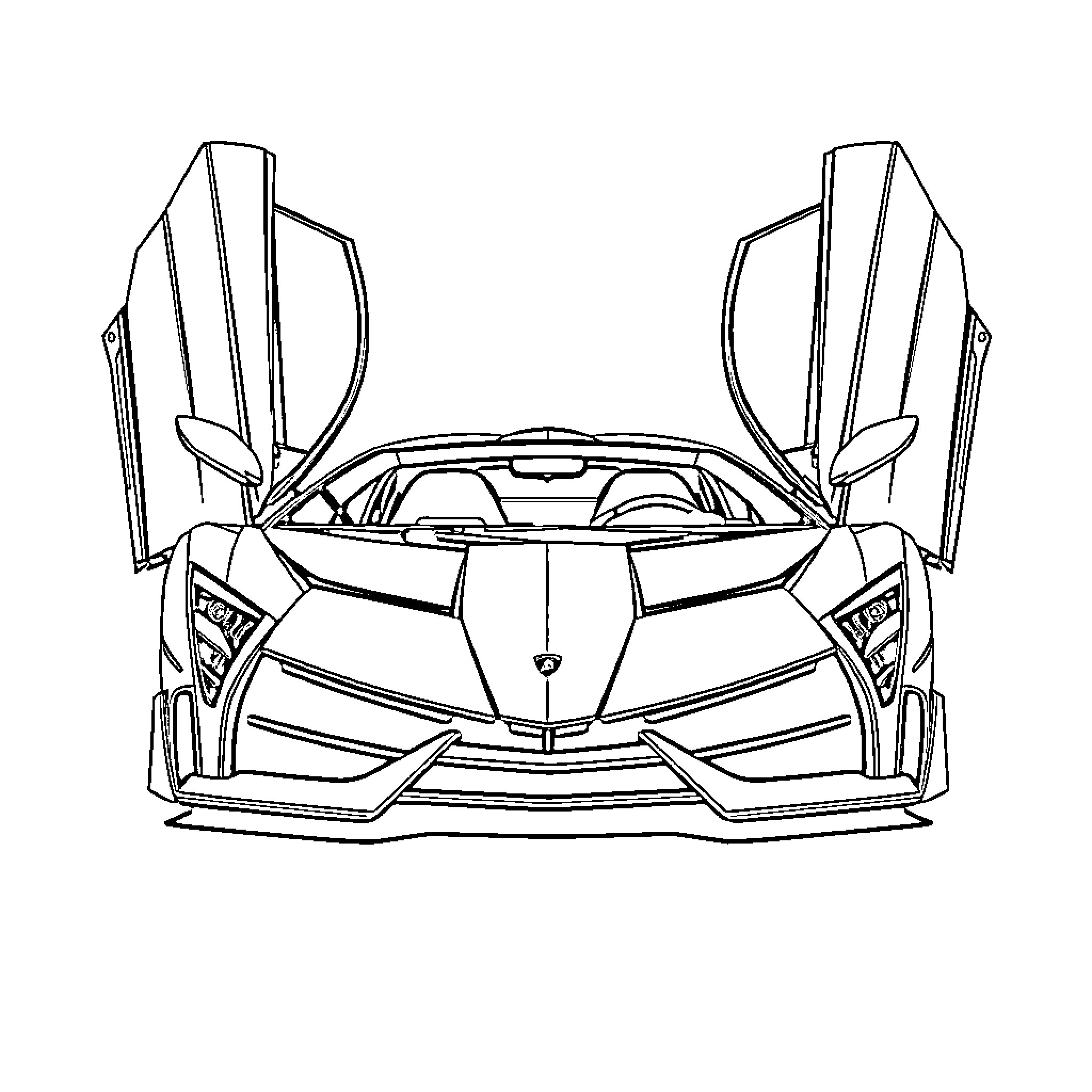 Lamborghini sports car with striking design Coloring Page (free black-and-white line drawing printable PDF for all, from beginners to advanced learners, including children, teens, adults, and seniors)