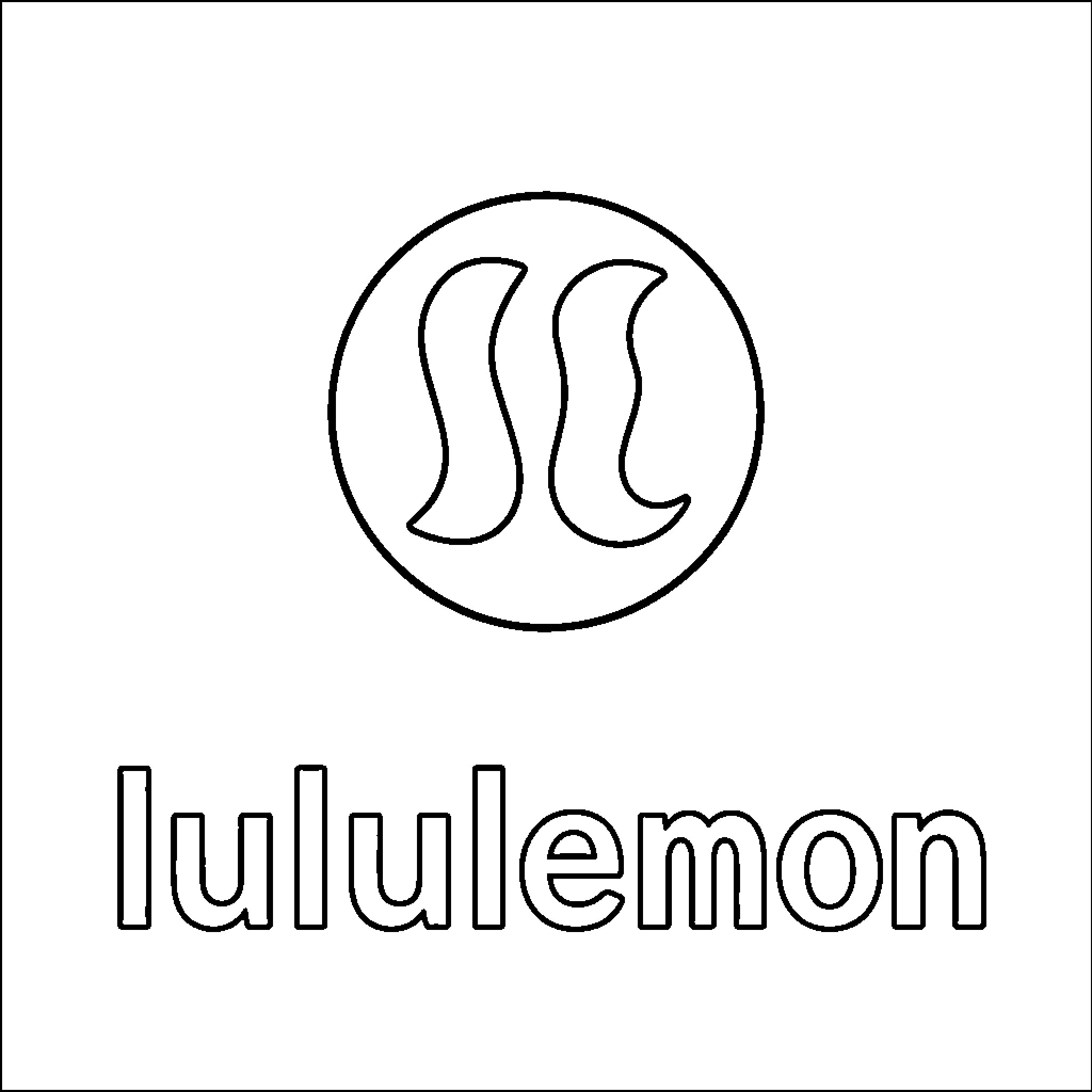 Lululemon logo displayed within a circular emblem Coloring Page (free black-and-white line drawing printable PDF for all, from beginners to advanced learners, including children, teens, adults, and seniors)