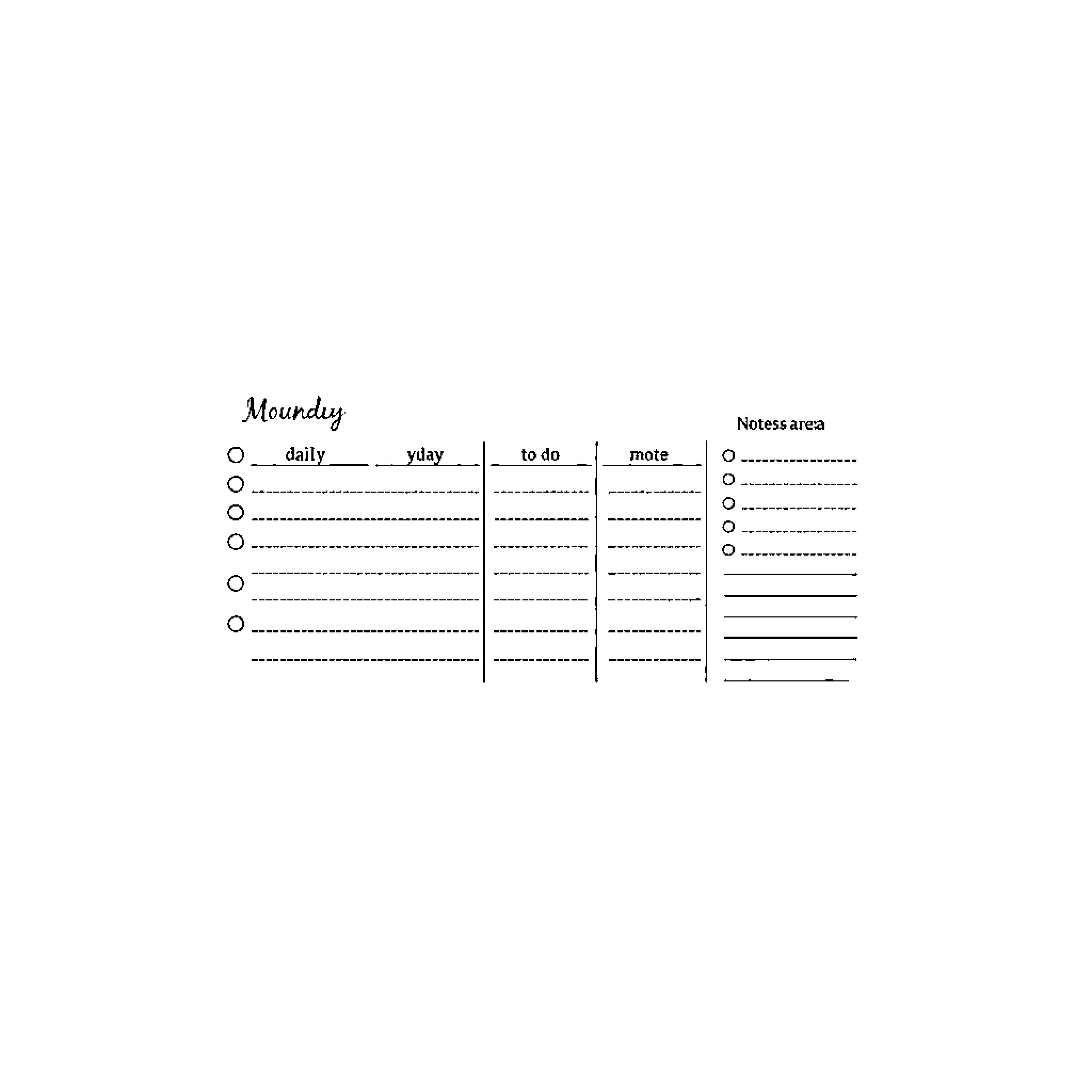 Planner for daily tasks and notes Coloring Page (free black-and-white line drawing printable PDF for all, from beginners to advanced learners, including children, teens, adults, and seniors)