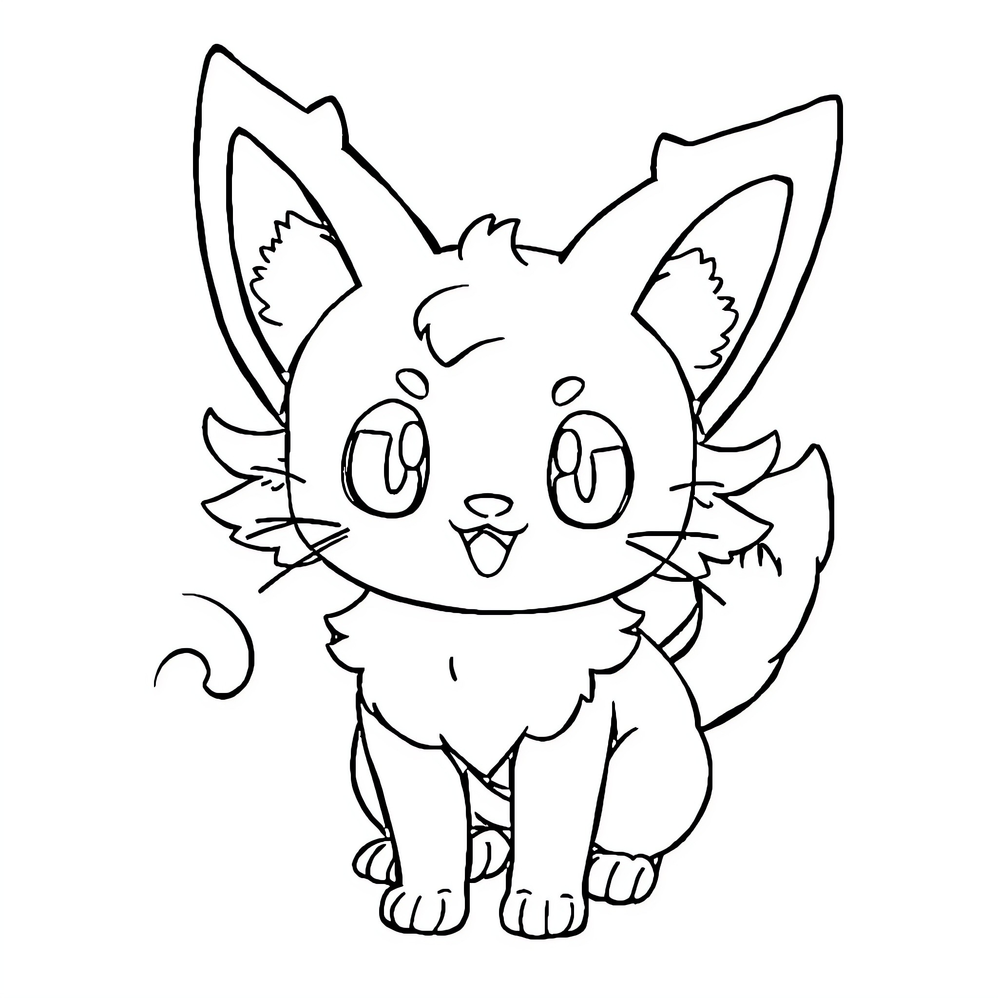Meowth with large expressive eyes and pointy ears Coloring Page (free black-and-white line drawing printable PDF for all, from beginners to advanced learners, including children, teens, adults, and seniors)
