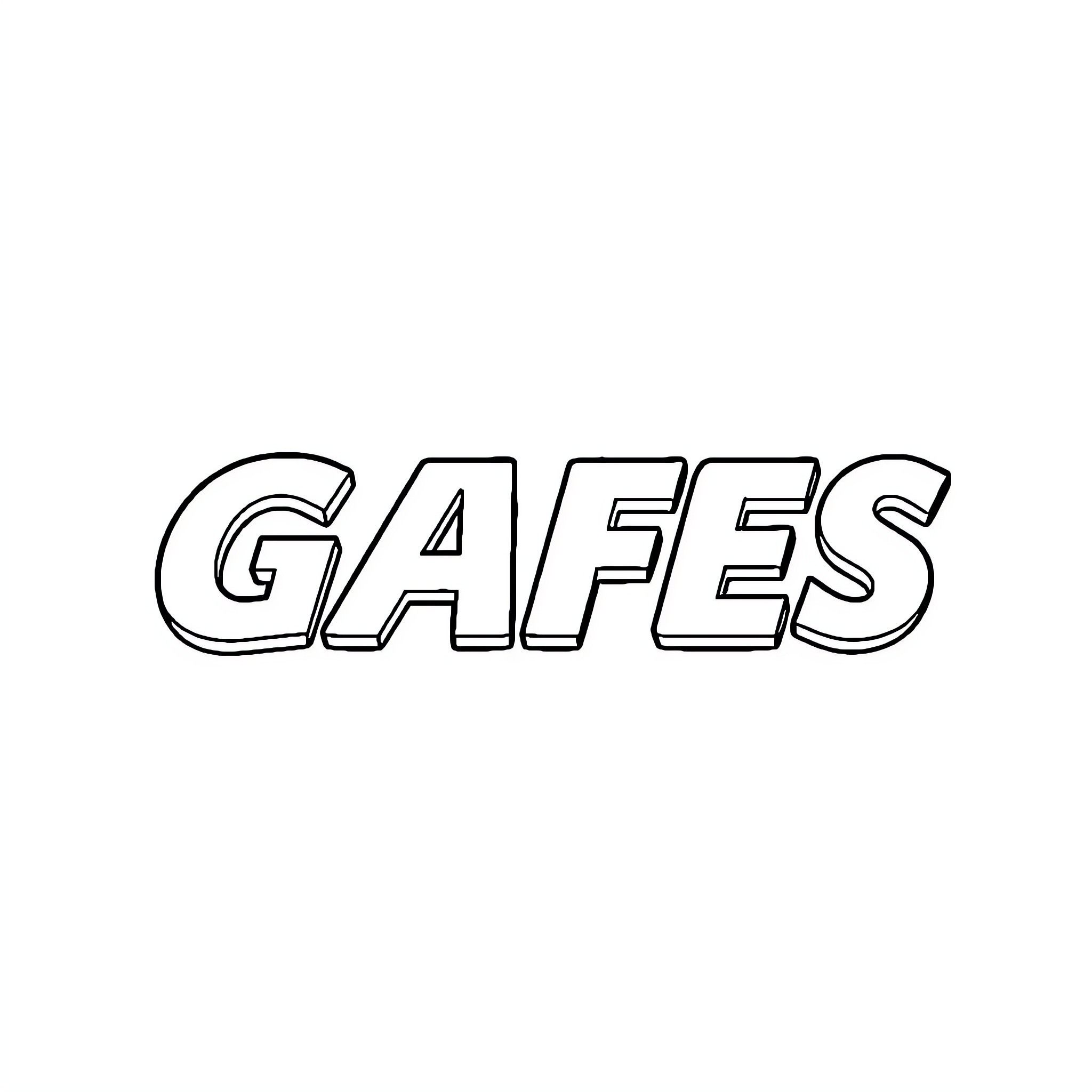 GAFES MÉXICO: Textual Logo in Black and White Coloring Page (free black-and-white line drawing printable PDF for all, from beginners to advanced learners, including children, teens, adults, and seniors)