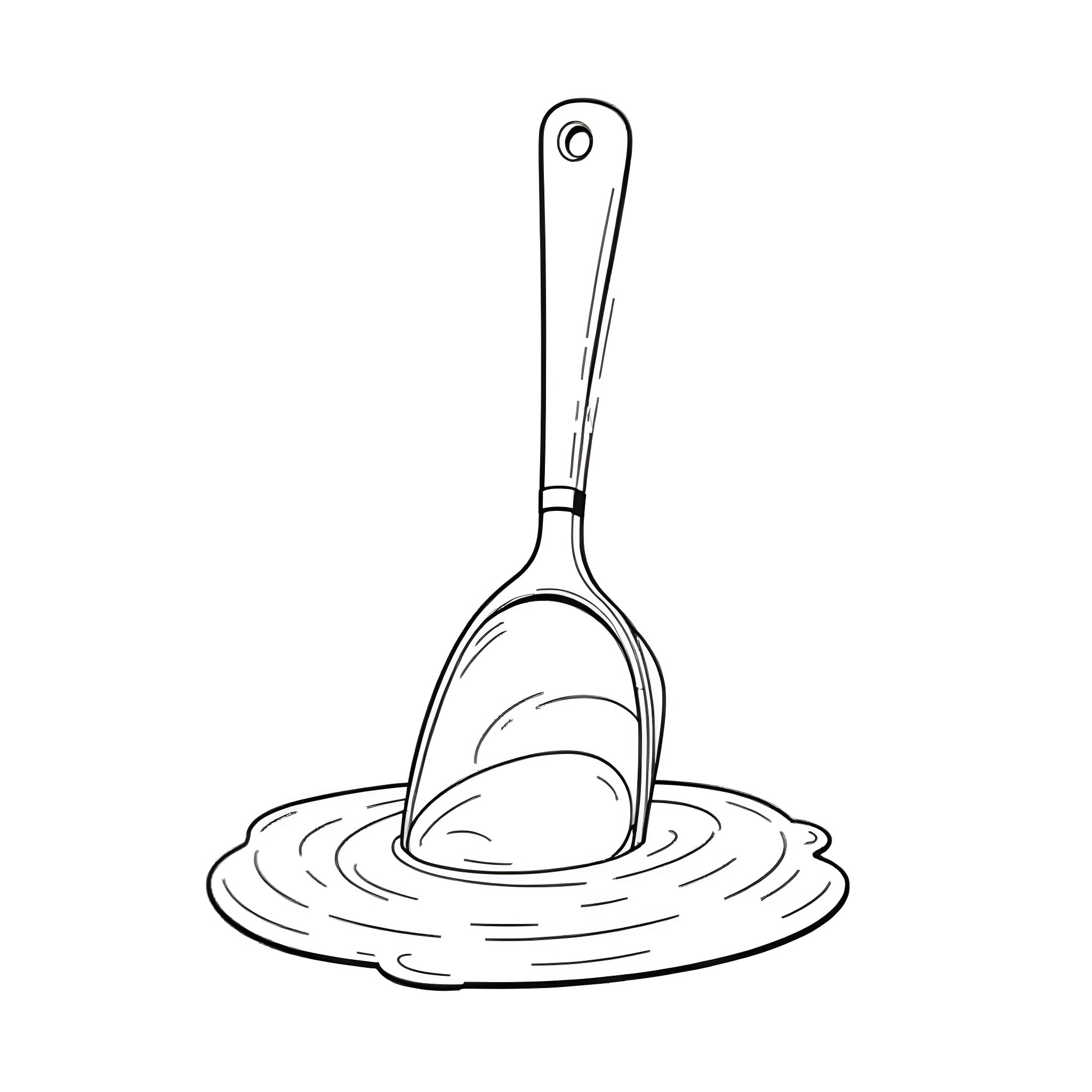 Goop kitchen utensil floating in liquid Coloring Page (free black-and-white line drawing printable PDF for all, from beginners to advanced learners, including children, teens, adults, and seniors)