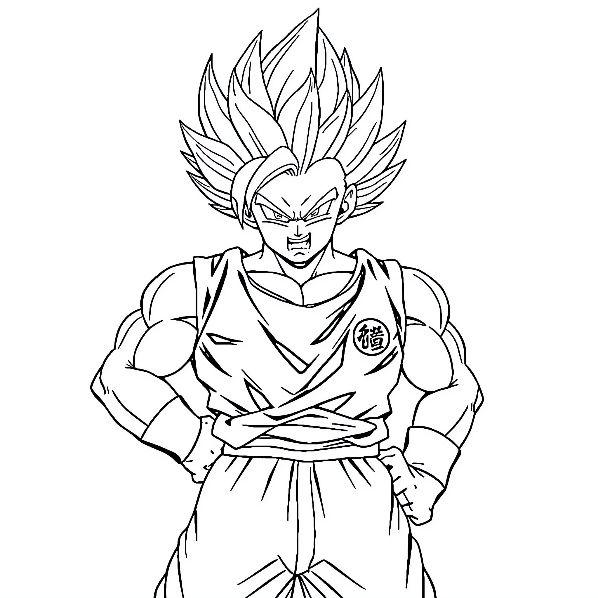 Hank Hill as a fierce Dragon Ball character Coloring Page (free black-and-white line drawing printable PDF for all, from beginners to advanced learners, including children, teens, adults, and seniors)