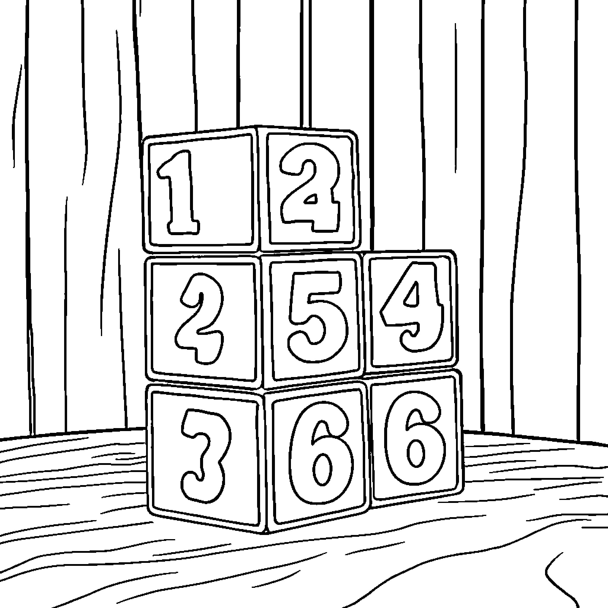 Number Blocks Arranged in Orderly Fashion Coloring Page (free black-and-white line drawing printable PDF for all, from beginners to advanced learners, including children, teens, adults, and seniors)