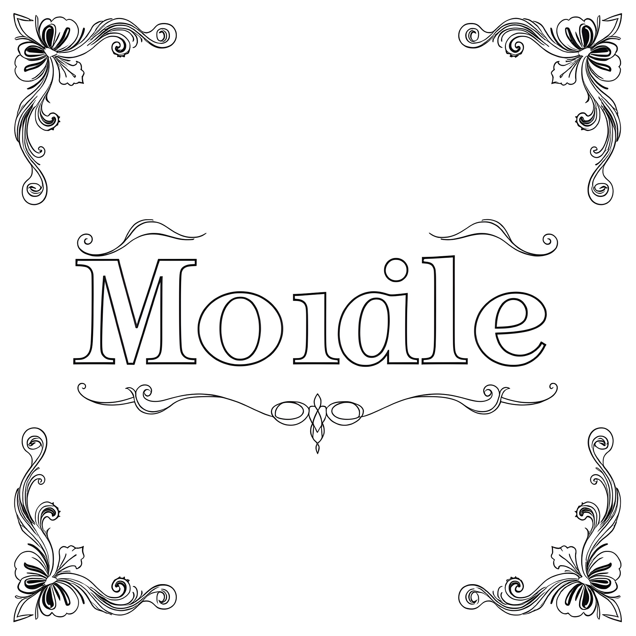 Model with Decorative Floral Frame Coloring Page (free black-and-white line drawing printable PDF for all, from beginners to advanced learners, including children, teens, adults, and seniors)