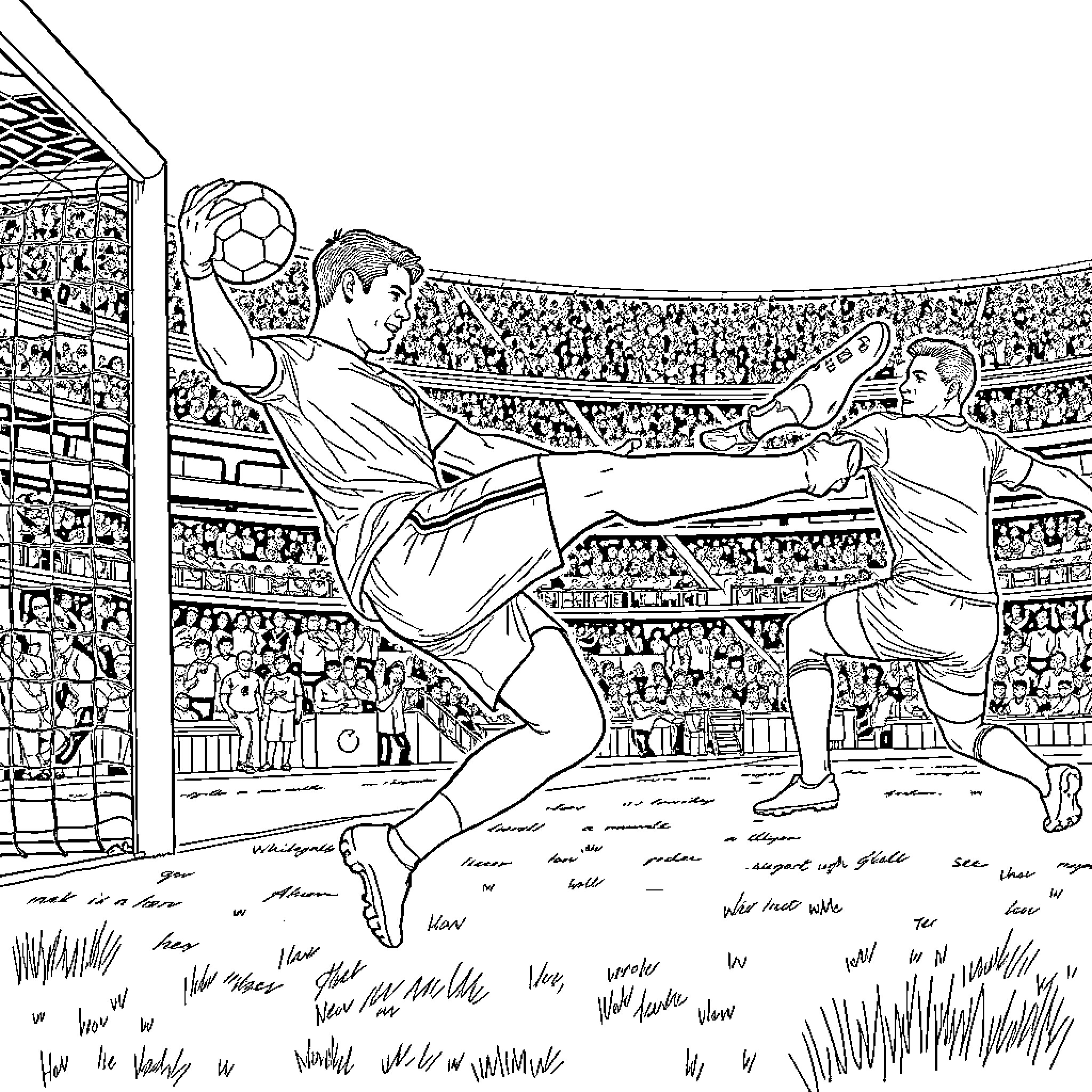 Ronaldo's Acrobatic Soccer Showdown Coloring Page (free black-and-white line drawing printable PDF for all, from beginners to advanced learners, including children, teens, adults, and seniors)
