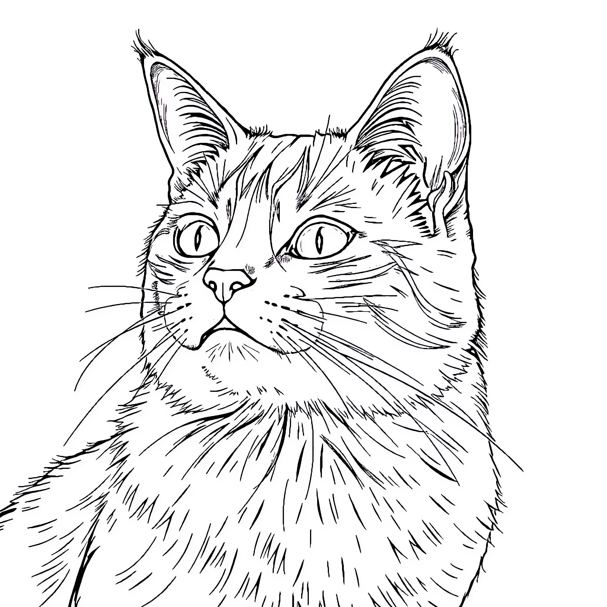 Cat and Dog Engaging in Playful Interaction Coloring Page (free black-and-white line drawing printable PDF for all, from beginners to advanced learners, including children, teens, adults, and seniors)