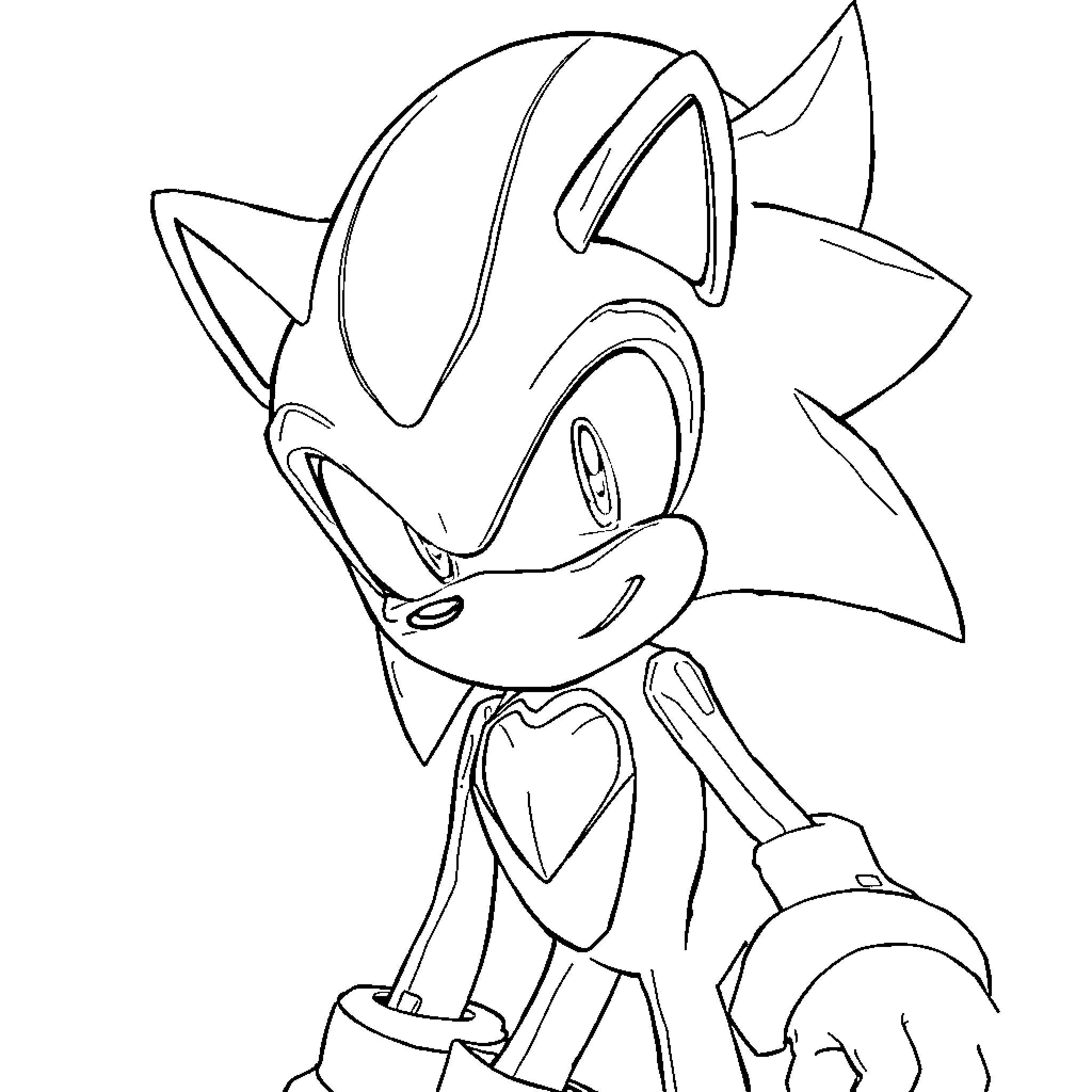 Metal Sonic running in action with determination Coloring Page (free black-and-white line drawing printable PDF for all, from beginners to advanced learners, including children, teens, adults, and seniors)