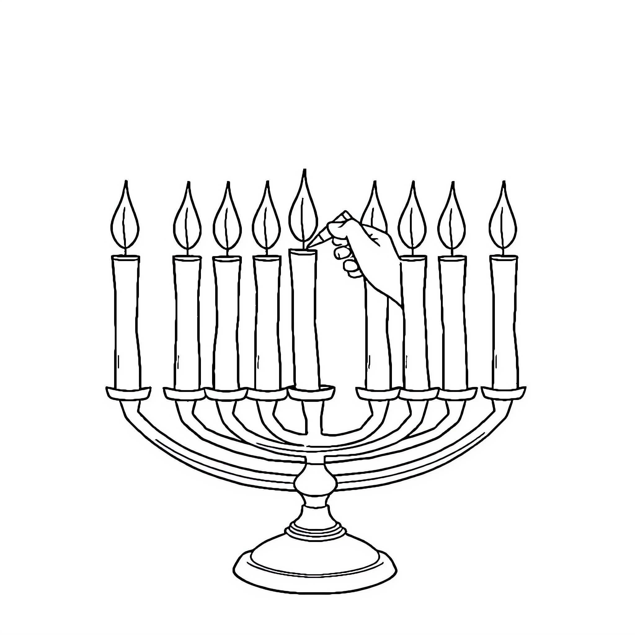 Bluey Lighting Hanukkah Candles Coloring Page (free black-and-white line drawing printable PDF for all, from beginners to advanced learners, including children, teens, adults, and seniors)