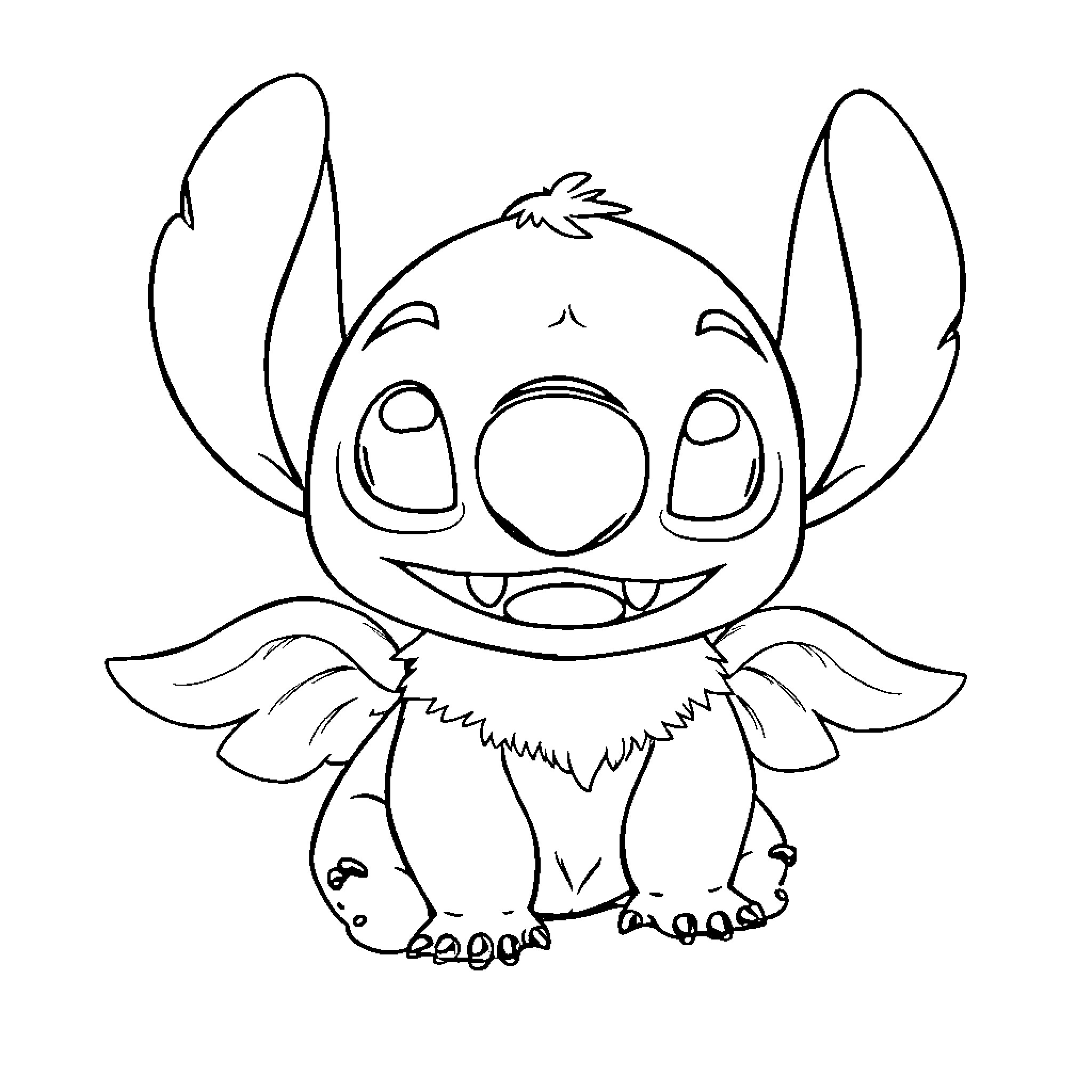 Lilo's Endearing Stitch: An Enchanting Sketch Coloring Page (free black-and-white line drawing printable PDF for all, from beginners to advanced learners, including children, teens, adults, and seniors)