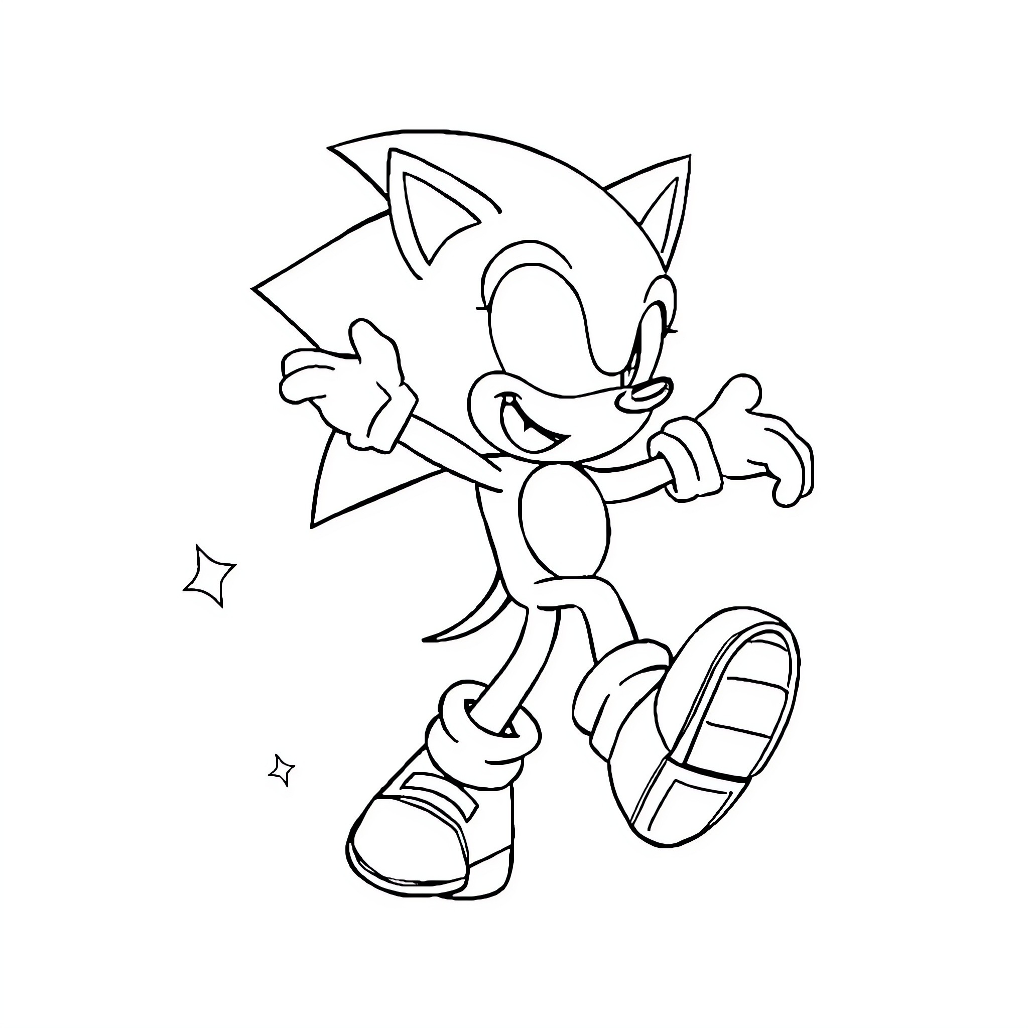 Sonic the Hedgehog running in action Coloring Page (free black-and-white line drawing printable PDF for all, from beginners to advanced learners, including children, teens, adults, and seniors)