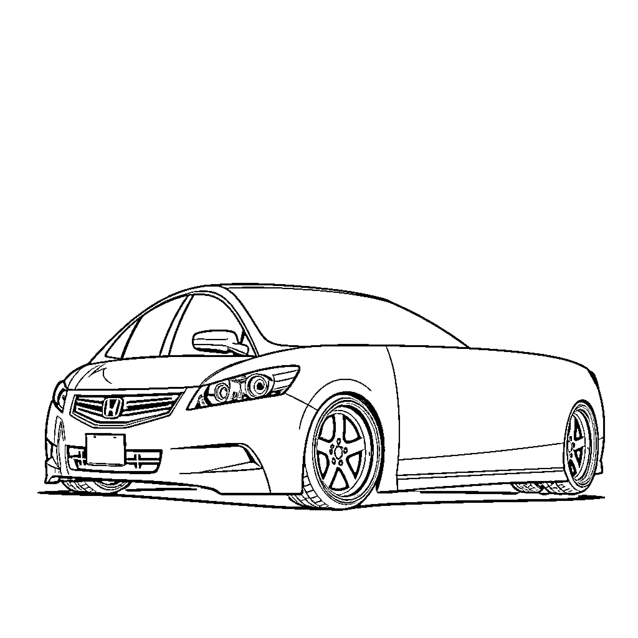 Honda vehicle with stylized design Coloring Page (free black-and-white line drawing printable PDF for all, from beginners to advanced learners, including children, teens, adults, and seniors)