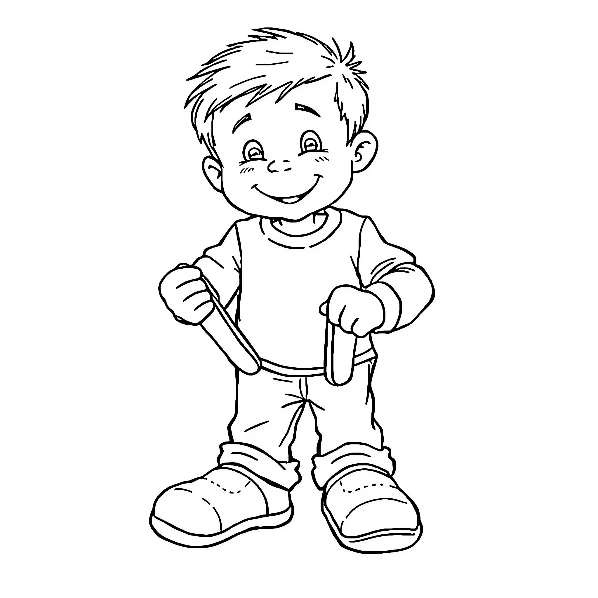 Kid playing with excitement Coloring Page (free black-and-white line drawing printable PDF for all, from beginners to advanced learners, including children, teens, adults, and seniors)