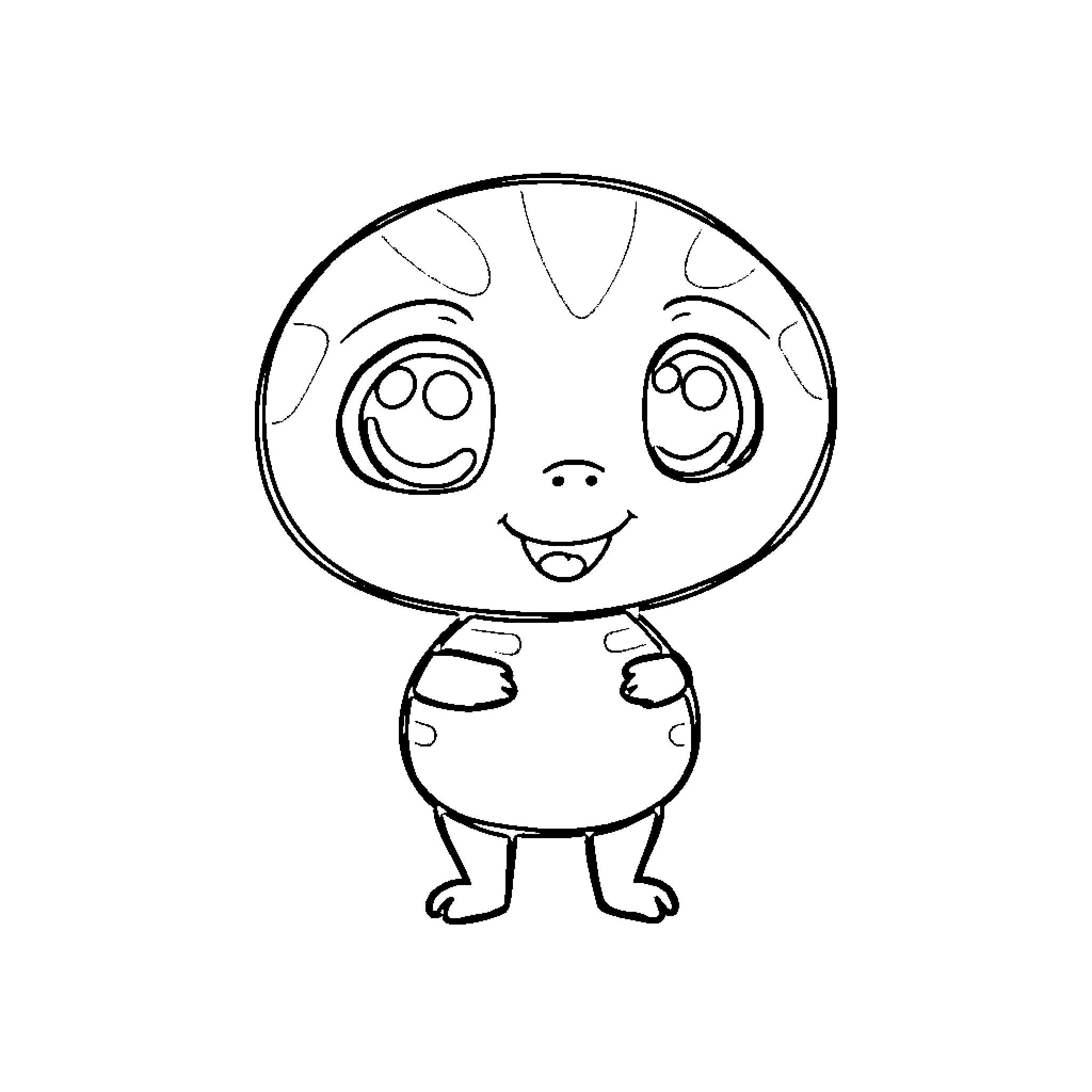 Labubu's Cheerful Cartoon Character Coloring Page (free black-and-white line drawing printable PDF for all, from beginners to advanced learners, including children, teens, adults, and seniors)