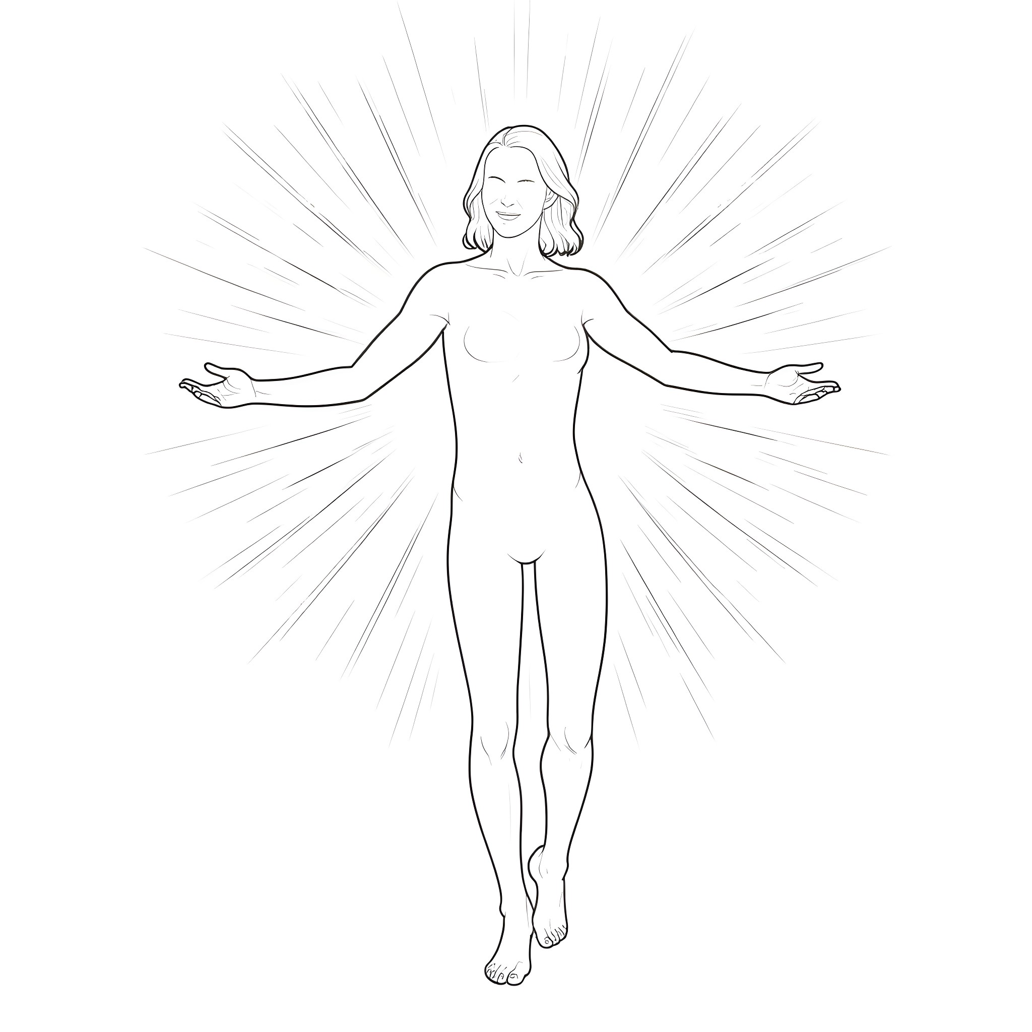 Life Force of Ethereal Radiance Coloring Page (free black-and-white line drawing printable PDF for all, from beginners to advanced learners, including children, teens, adults, and seniors)