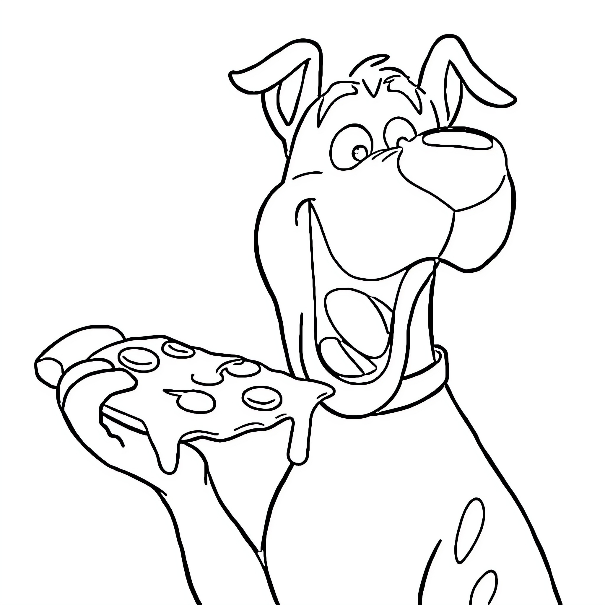 Scooby Do plays video games happily Coloring Page (free black-and-white line drawing printable PDF for all, from beginners to advanced learners, including children, teens, adults, and seniors)