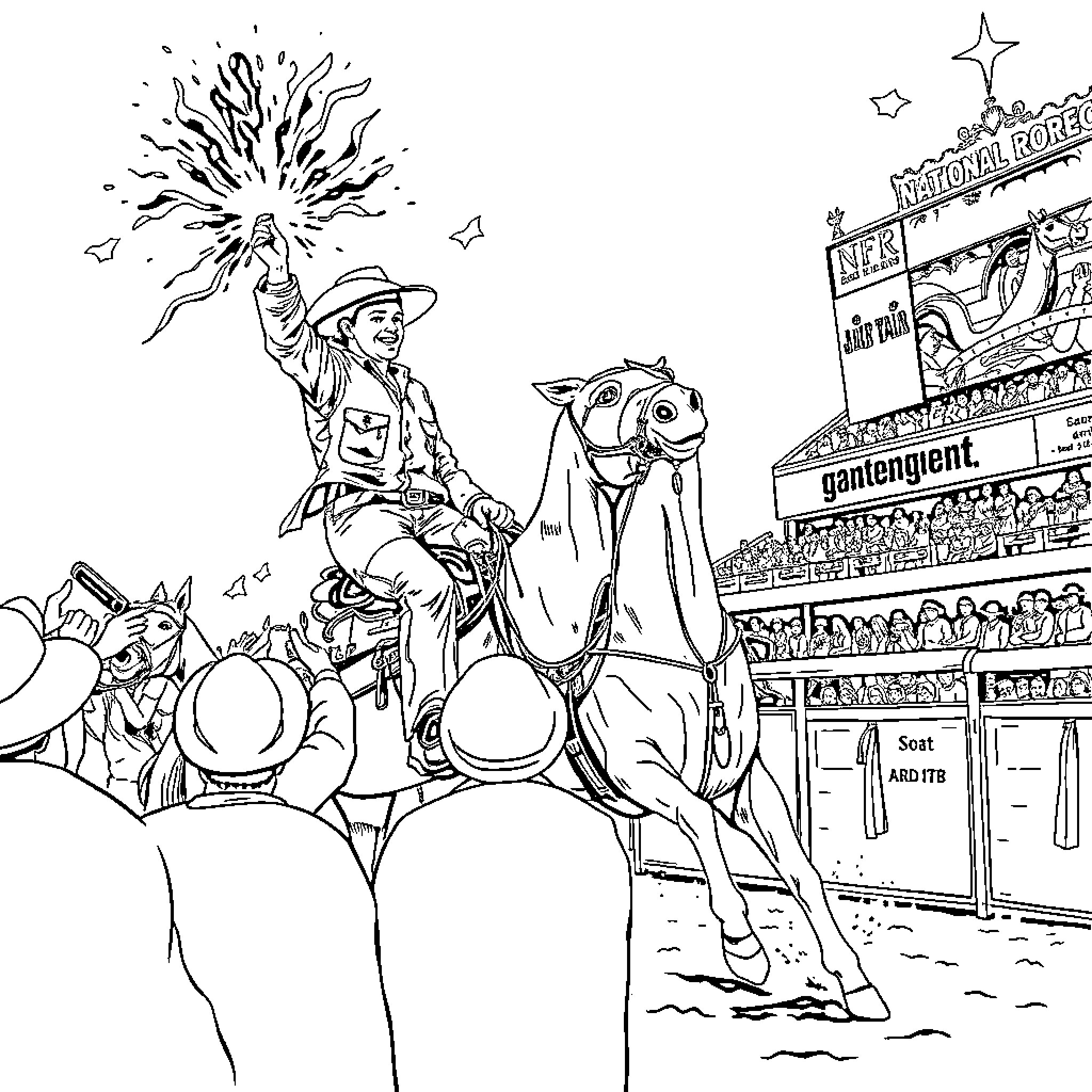 Photographer captures energetic carnival parade Coloring Page (free black-and-white line drawing printable PDF for all, from beginners to advanced learners, including children, teens, adults, and seniors)
