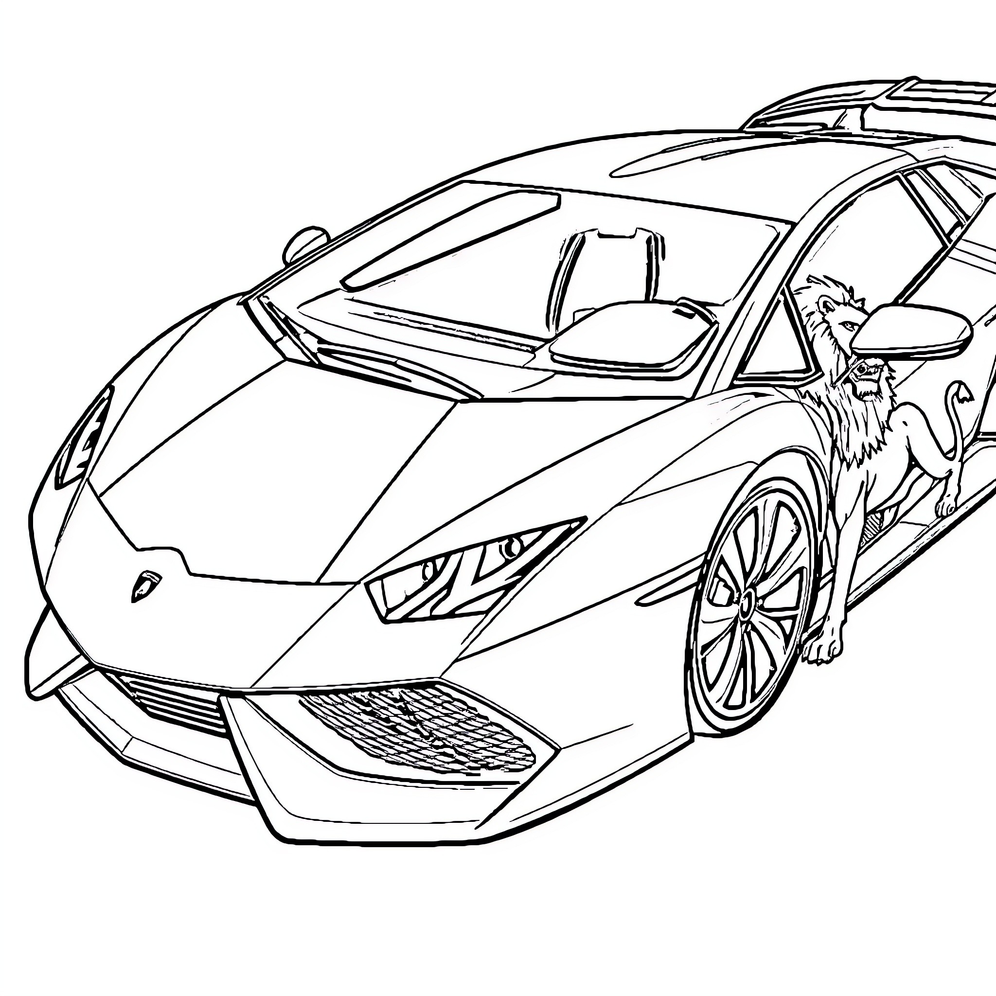 Lamborghini luxury sports car with unique design Coloring Page (free black-and-white line drawing printable PDF for all, from beginners to advanced learners, including children, teens, adults, and seniors)