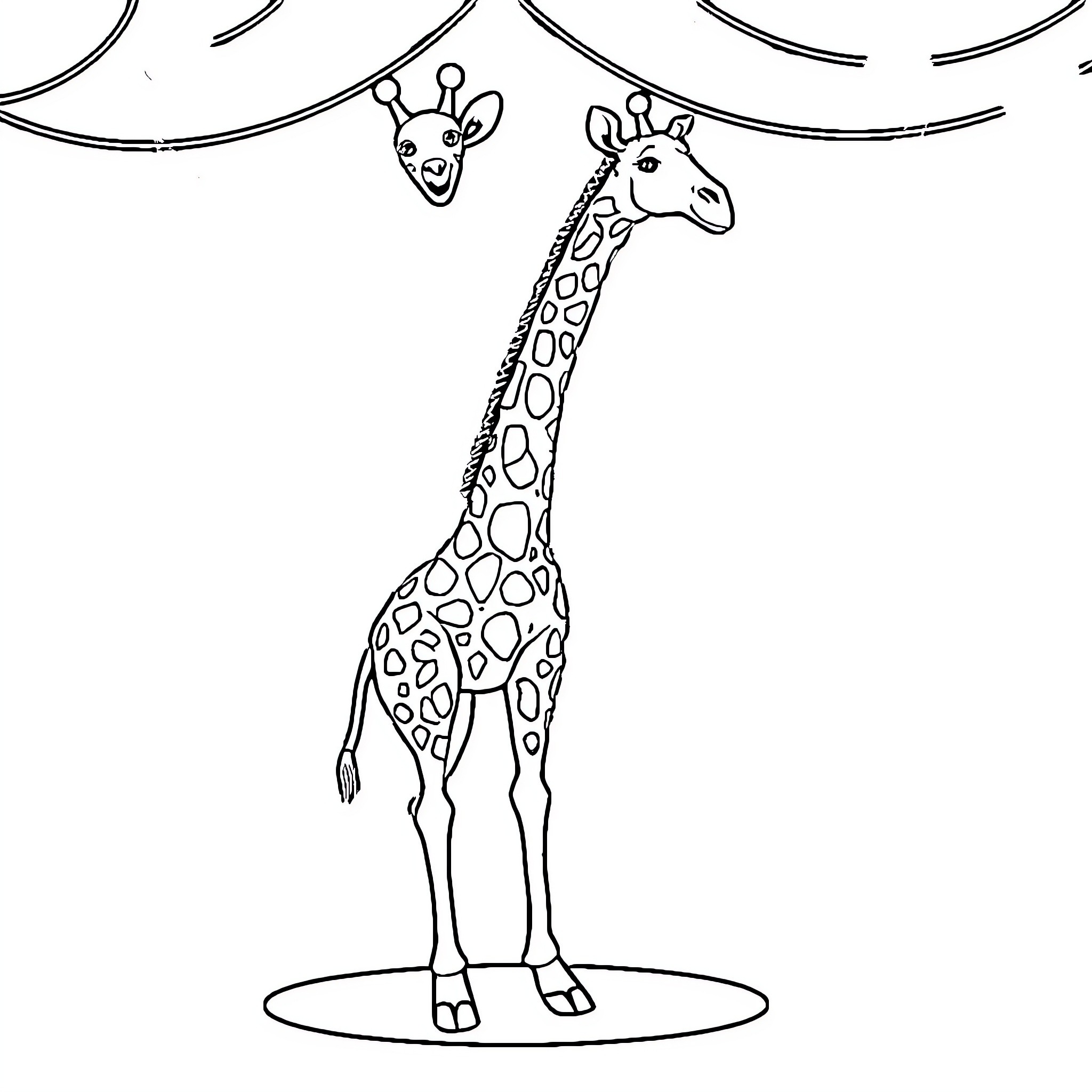 Giraffe standing tall in the wild Coloring Page (free black-and-white line drawing printable PDF for all, from beginners to advanced learners, including children, teens, adults, and seniors)