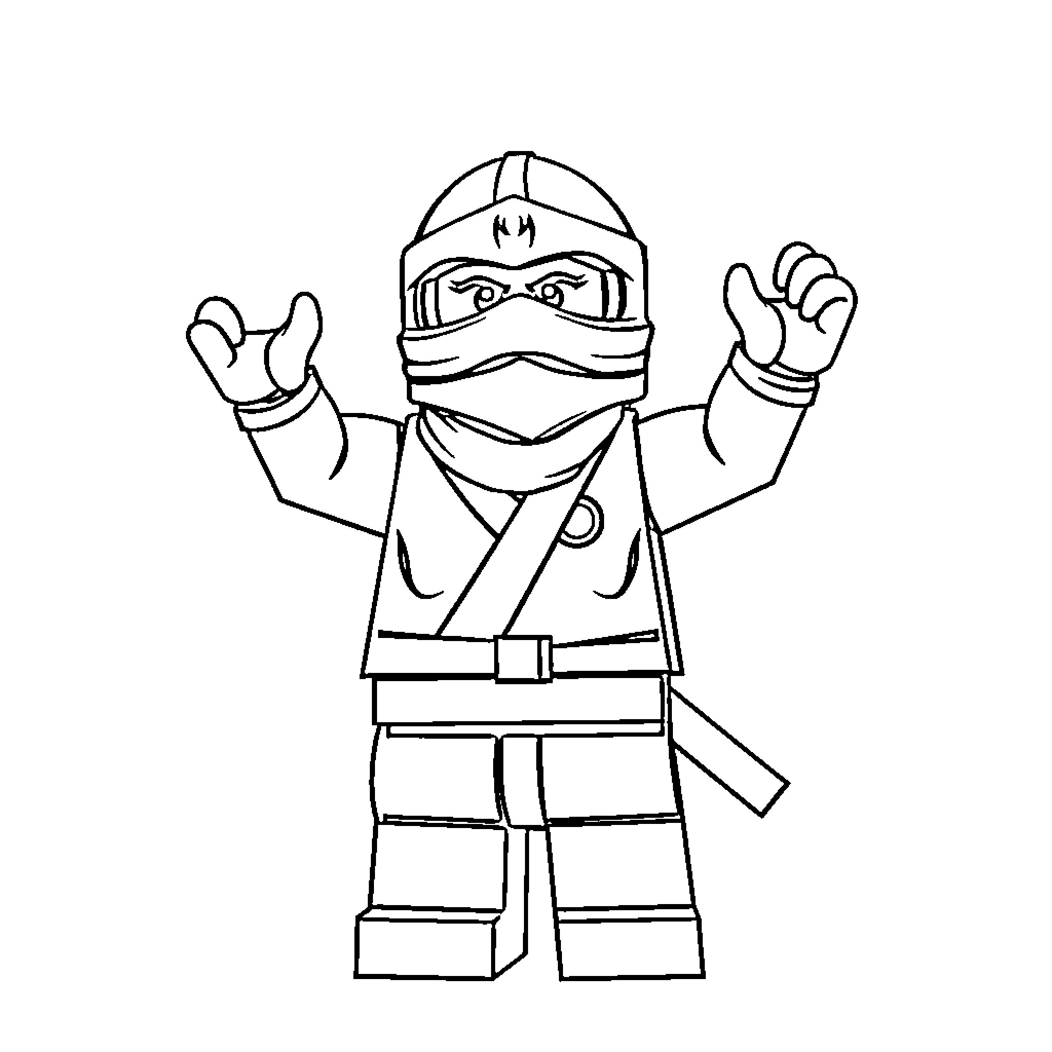 Ninja warrior with determined expression Coloring Page (free black-and-white line drawing printable PDF for all, from beginners to advanced learners, including children, teens, adults, and seniors)