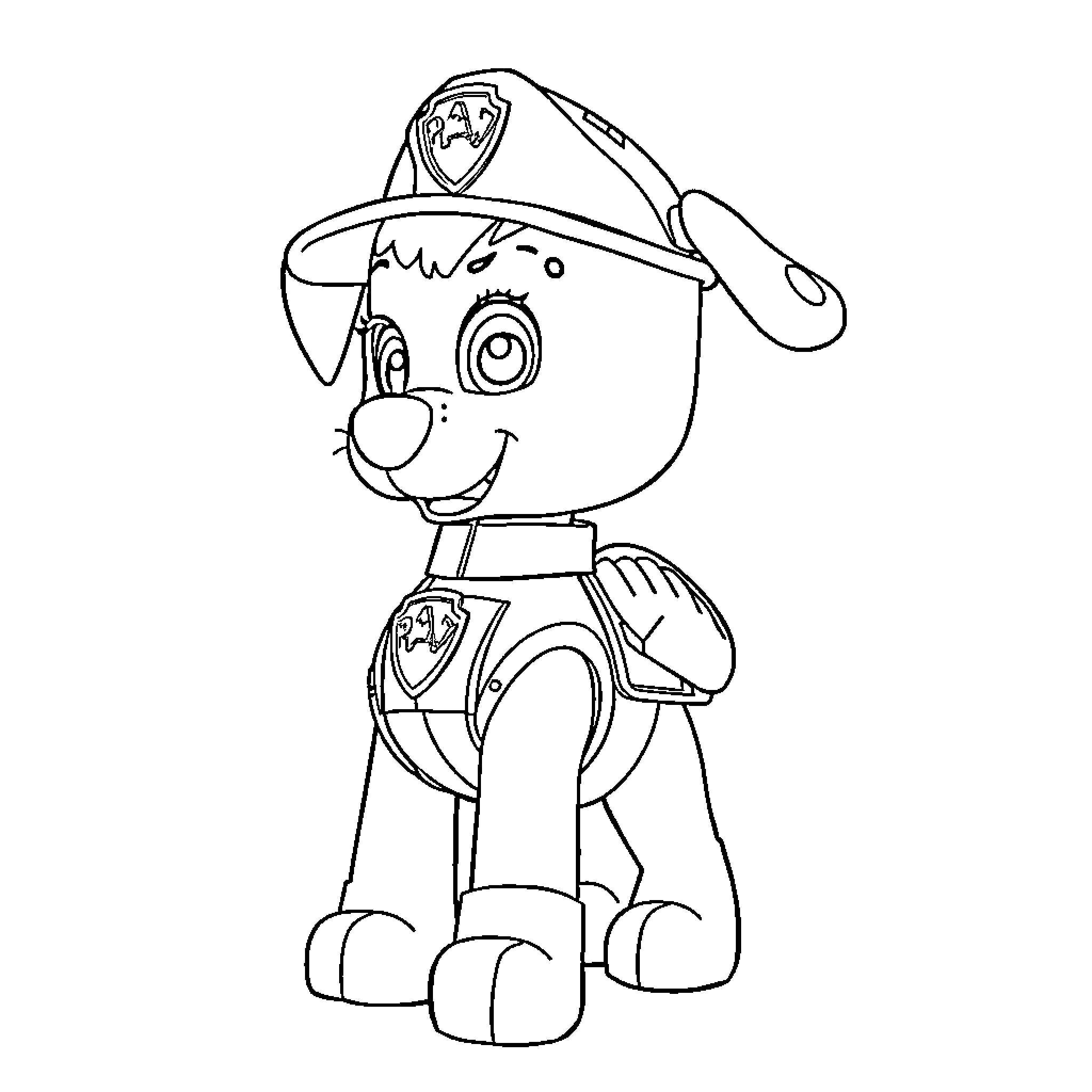 Stella's Playful Pup in Training Coloring Page (free black-and-white line drawing printable PDF for all, from beginners to advanced learners, including children, teens, adults, and seniors)