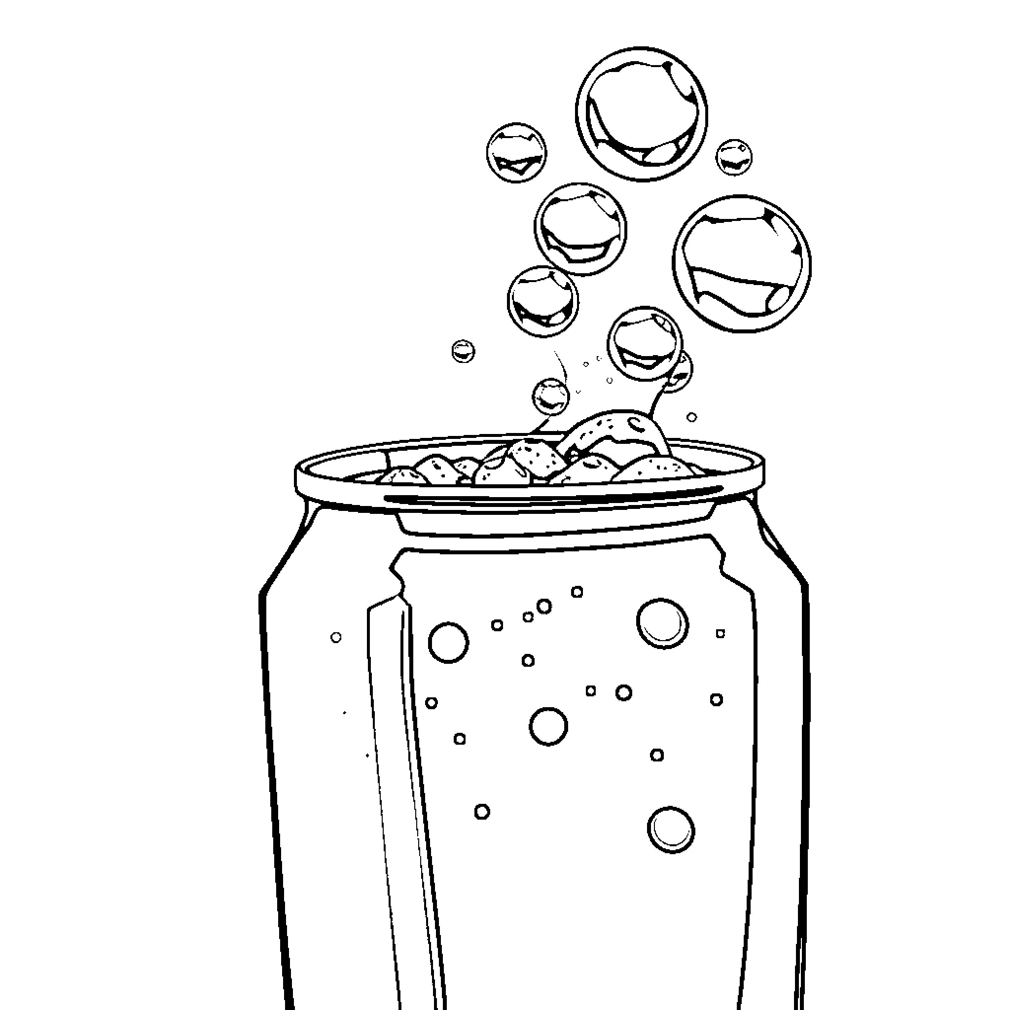 Soda bubbles fizzing in a glass Coloring Page (free black-and-white line drawing printable PDF for all, from beginners to advanced learners, including children, teens, adults, and seniors)