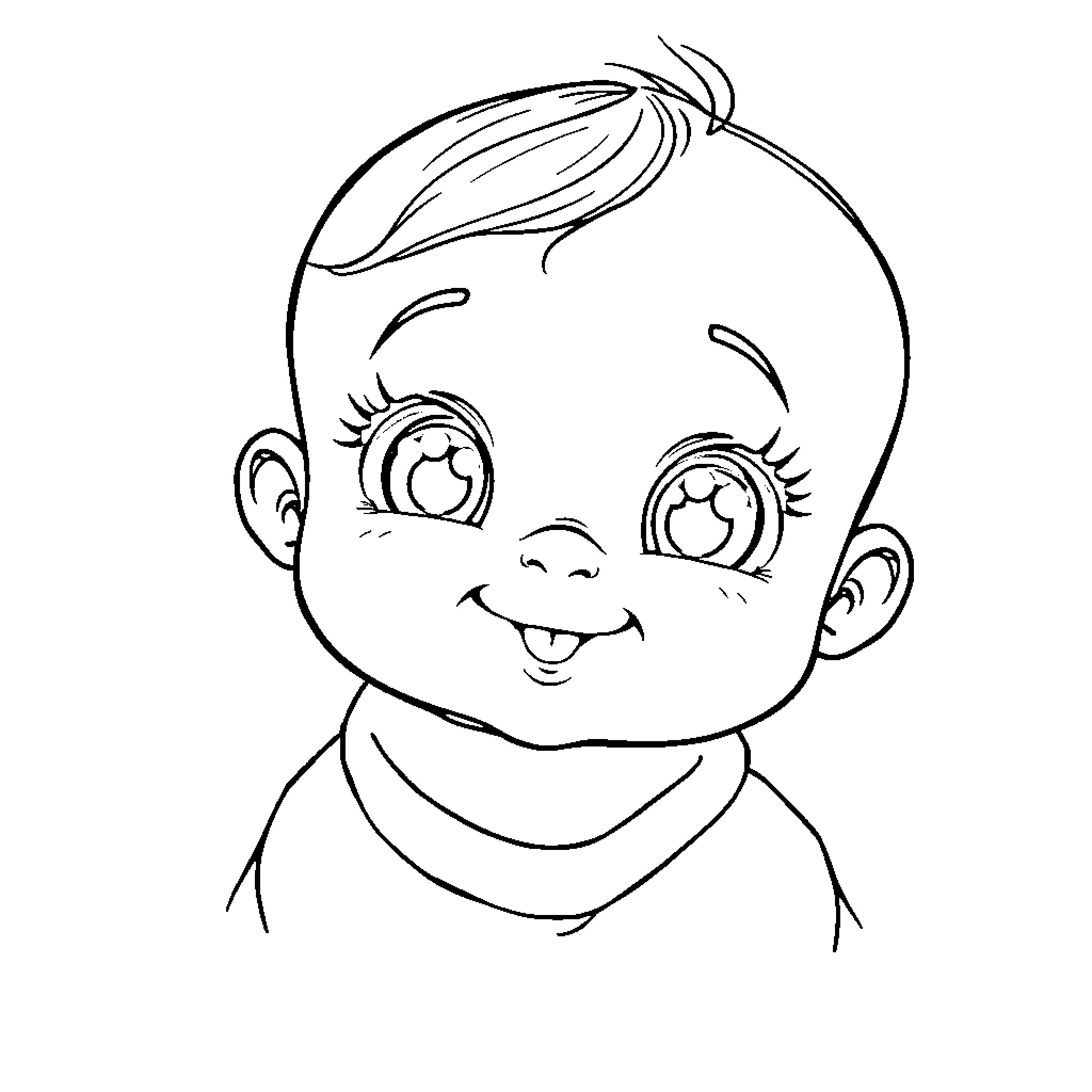 Saja's Cheerful Expression Coloring Page (free black-and-white line drawing printable PDF for all, from beginners to advanced learners, including children, teens, adults, and seniors)