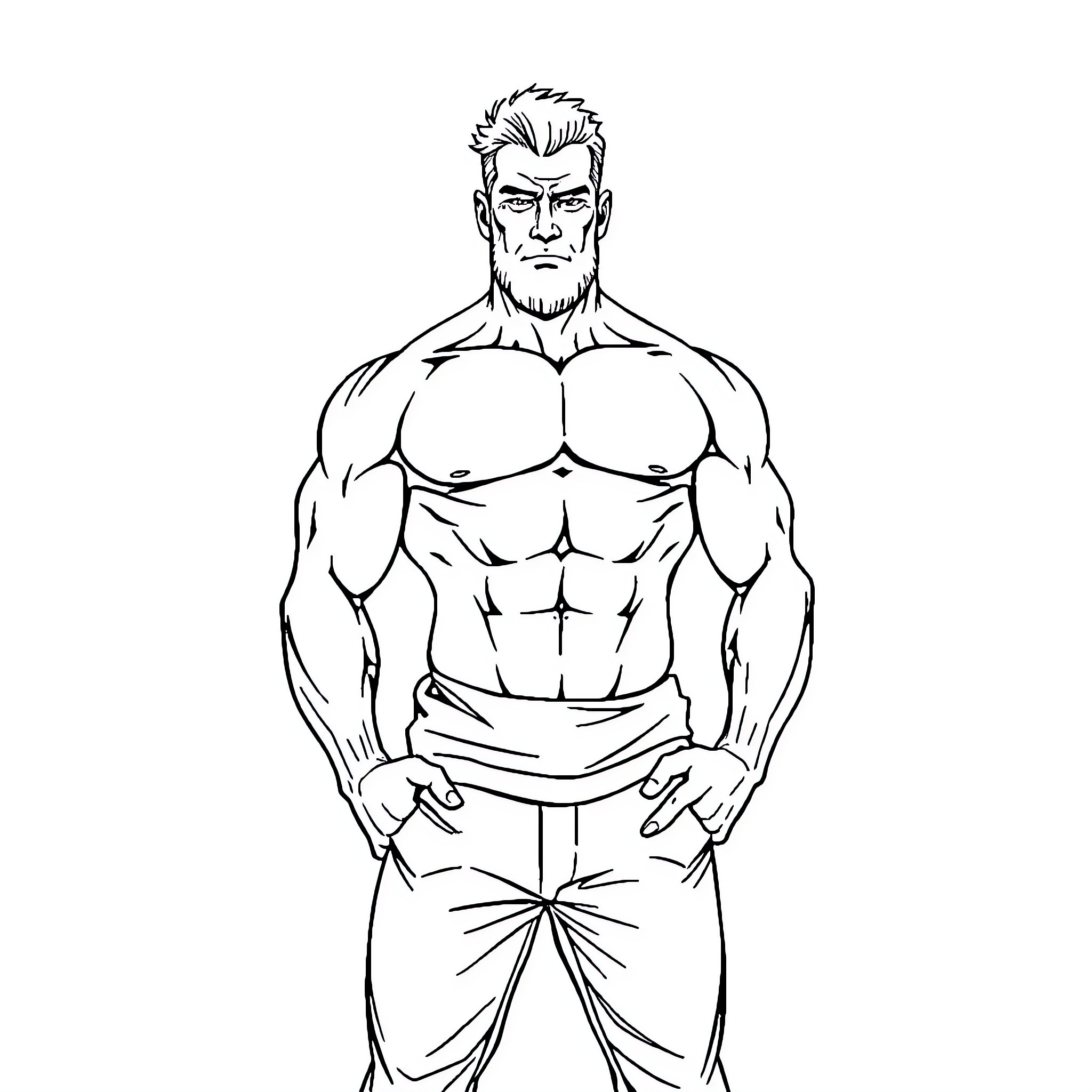 Sigma Warrior's Powerful Stance Coloring Page (free black-and-white line drawing printable PDF for all, from beginners to advanced learners, including children, teens, adults, and seniors)
