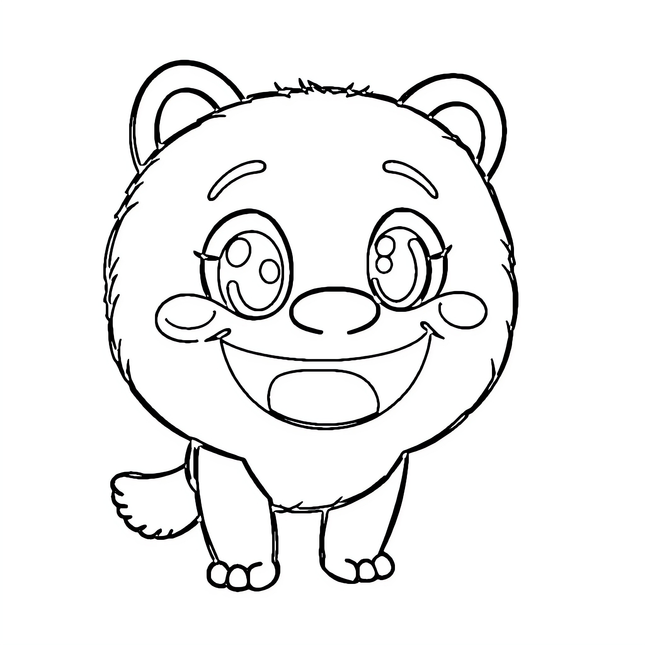 Labubu the Smiling Cartoon Bear Coloring Page (free black-and-white line drawing printable PDF for all, from beginners to advanced learners, including children, teens, adults, and seniors)