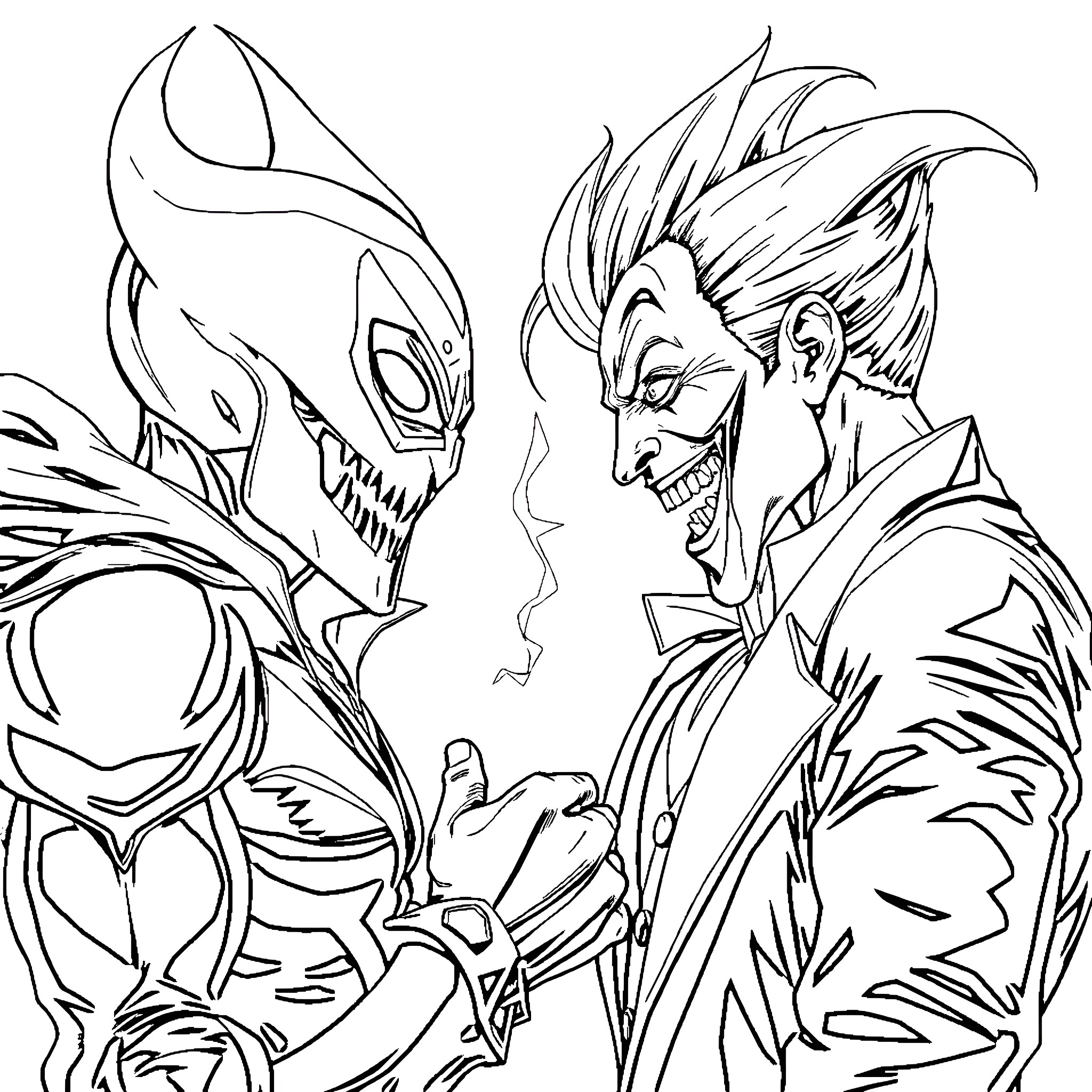 Spawn of monstrous and sinister figures Coloring Page (free black-and-white line drawing printable PDF for all, from beginners to advanced learners, including children, teens, adults, and seniors)