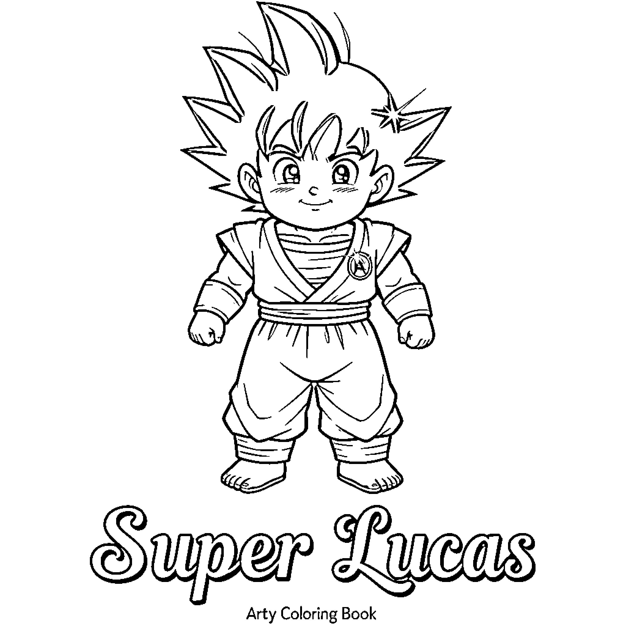 Baby anime character in action outfit Coloring Page (free black-and-white line drawing printable PDF for all, from beginners to advanced learners, including children, teens, adults, and seniors)
