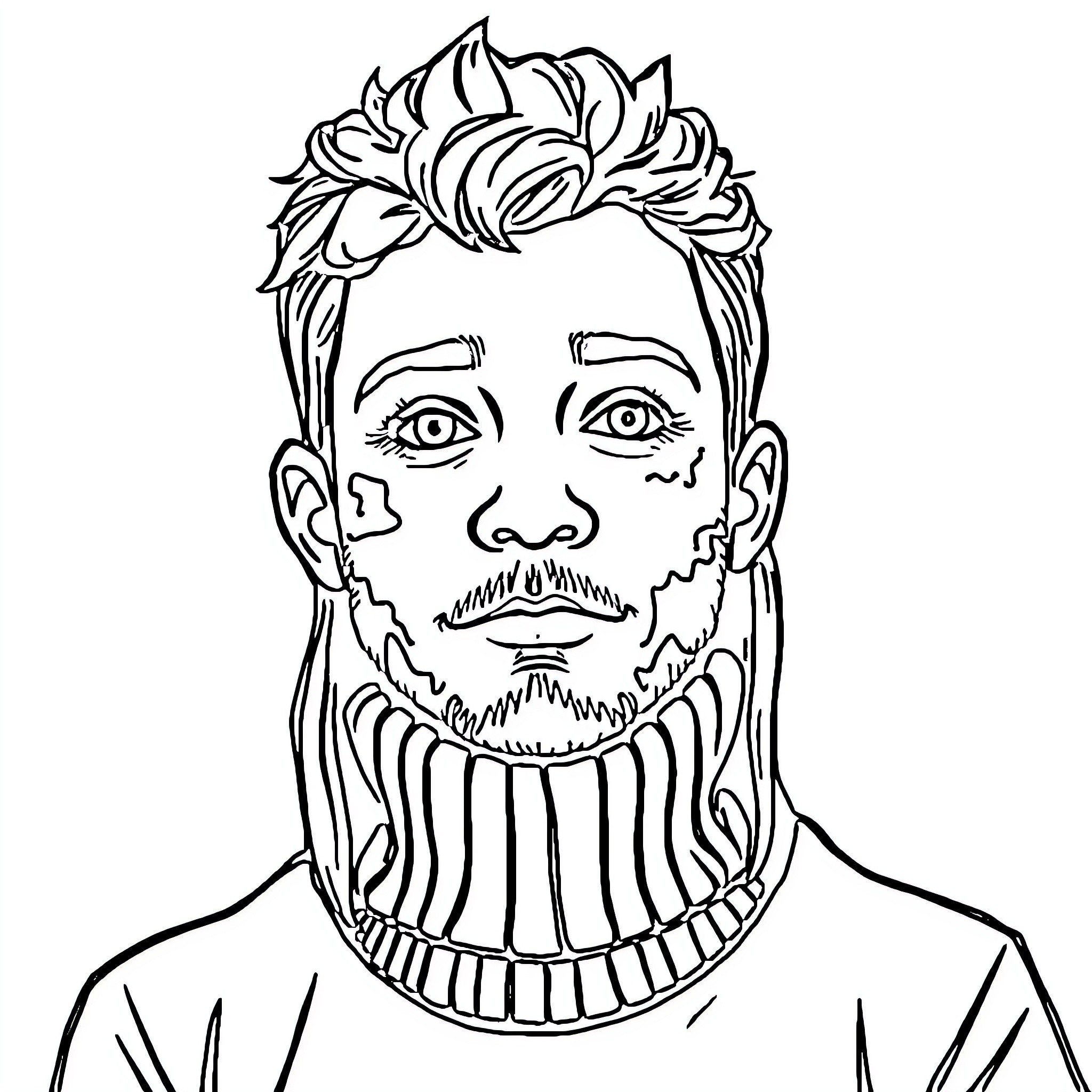 Autism: Portrait of a man with expressive features Coloring Page (free black-and-white line drawing printable PDF for all, from beginners to advanced learners, including children, teens, adults, and seniors)