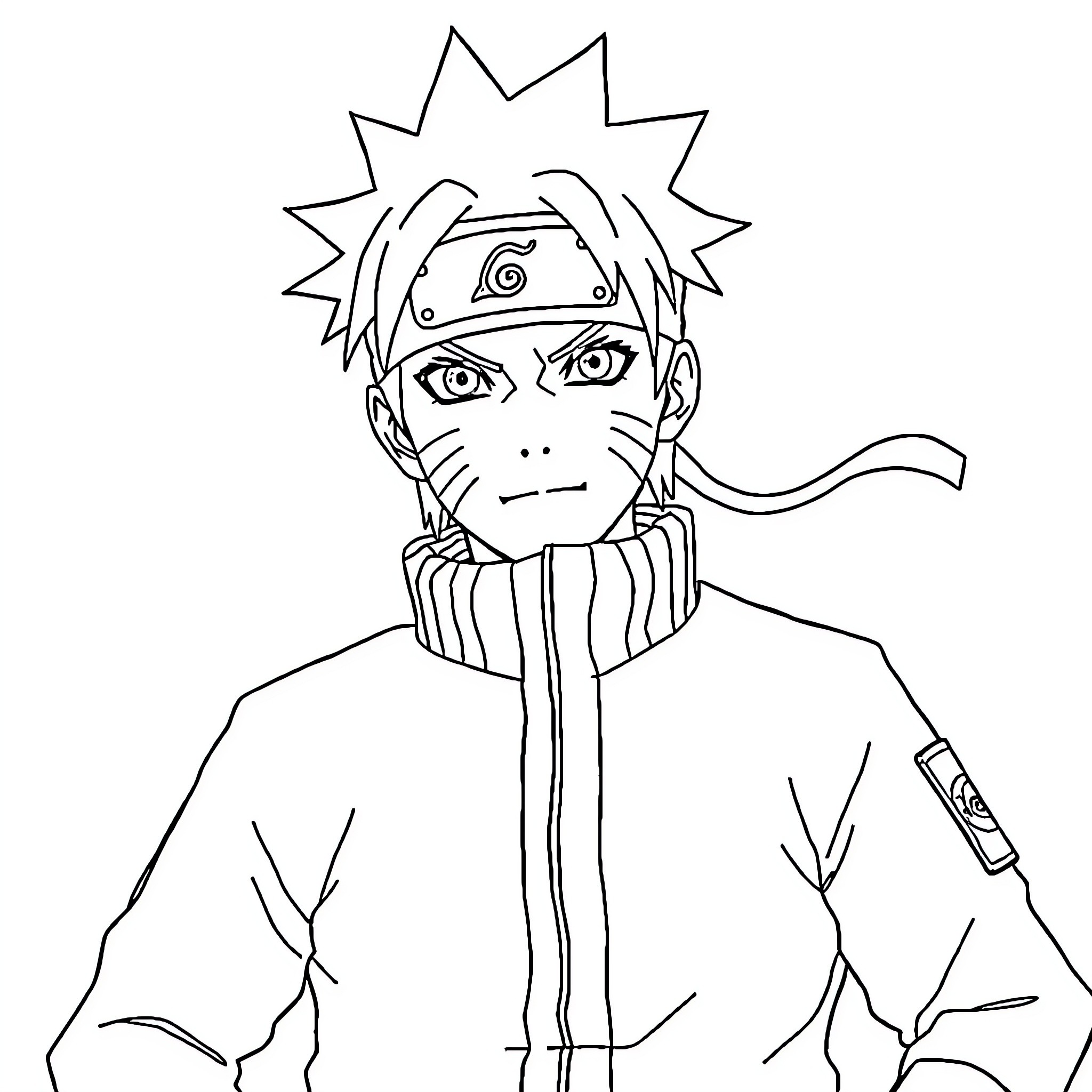 Naruto protagonist in action stance Coloring Page (free black-and-white line drawing printable PDF for all, from beginners to advanced learners, including children, teens, adults, and seniors)
