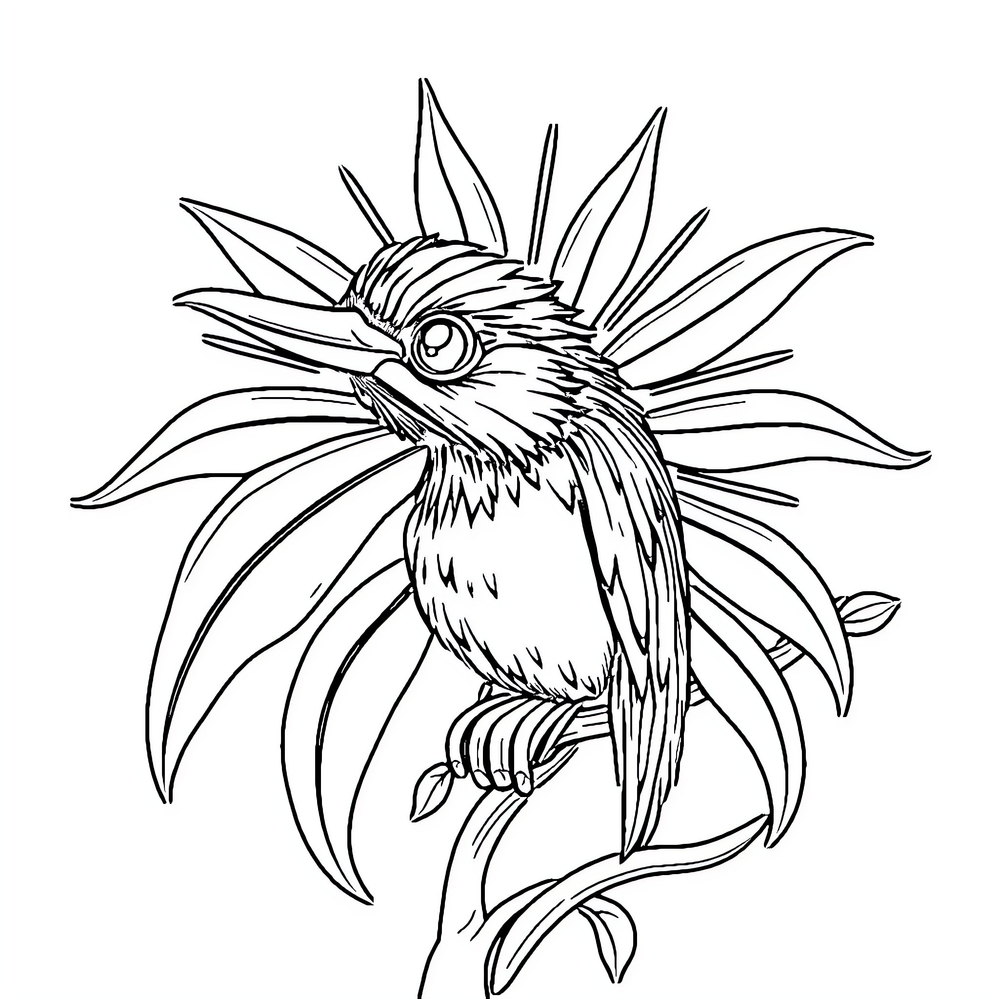 Rabbit with detailed feathered wings and ornate details Coloring Page (free black-and-white line drawing printable PDF for all, from beginners to advanced learners, including children, teens, adults, and seniors)