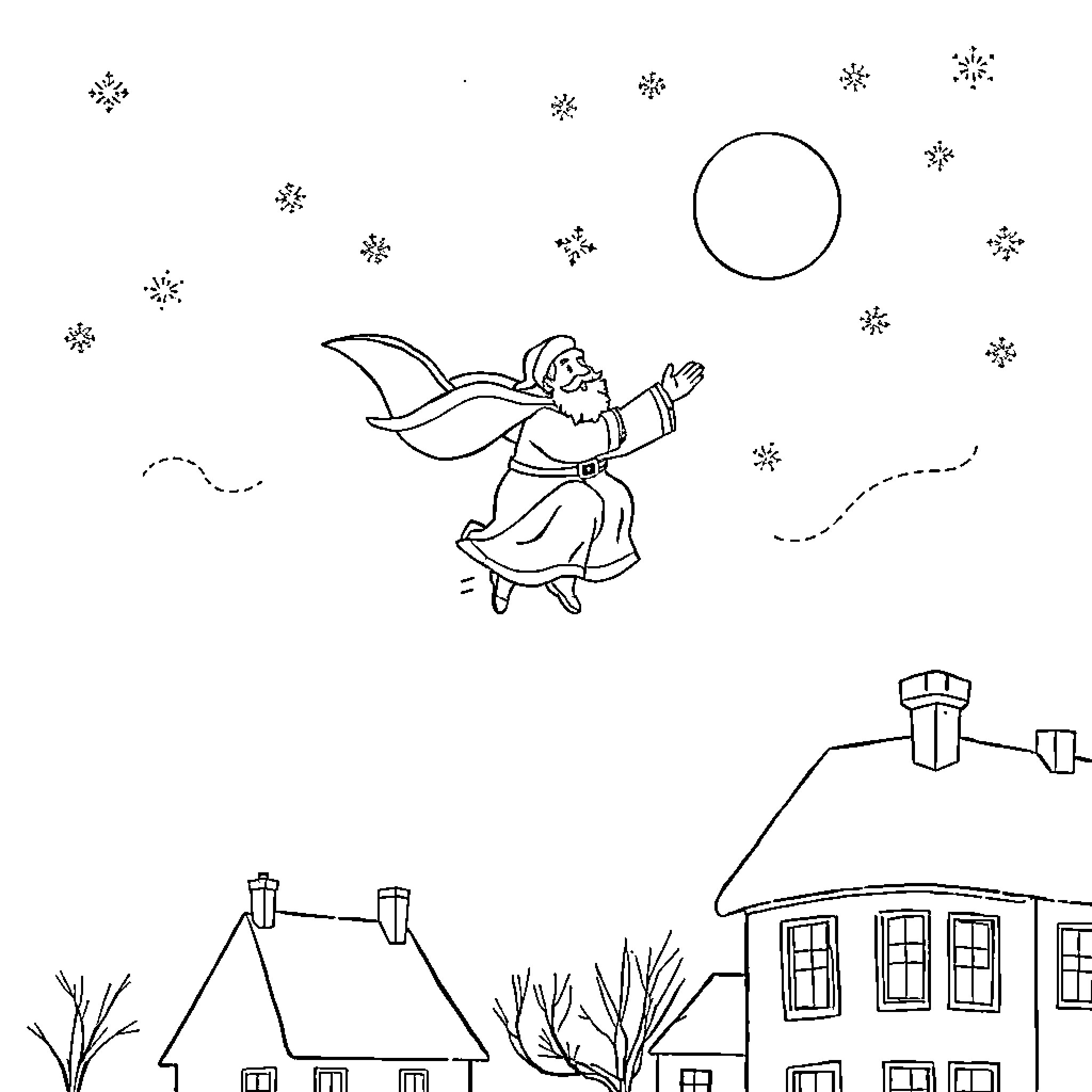 Renne's joyful winter adventure Coloring Page (free black-and-white line drawing printable PDF for all, from beginners to advanced learners, including children, teens, adults, and seniors)