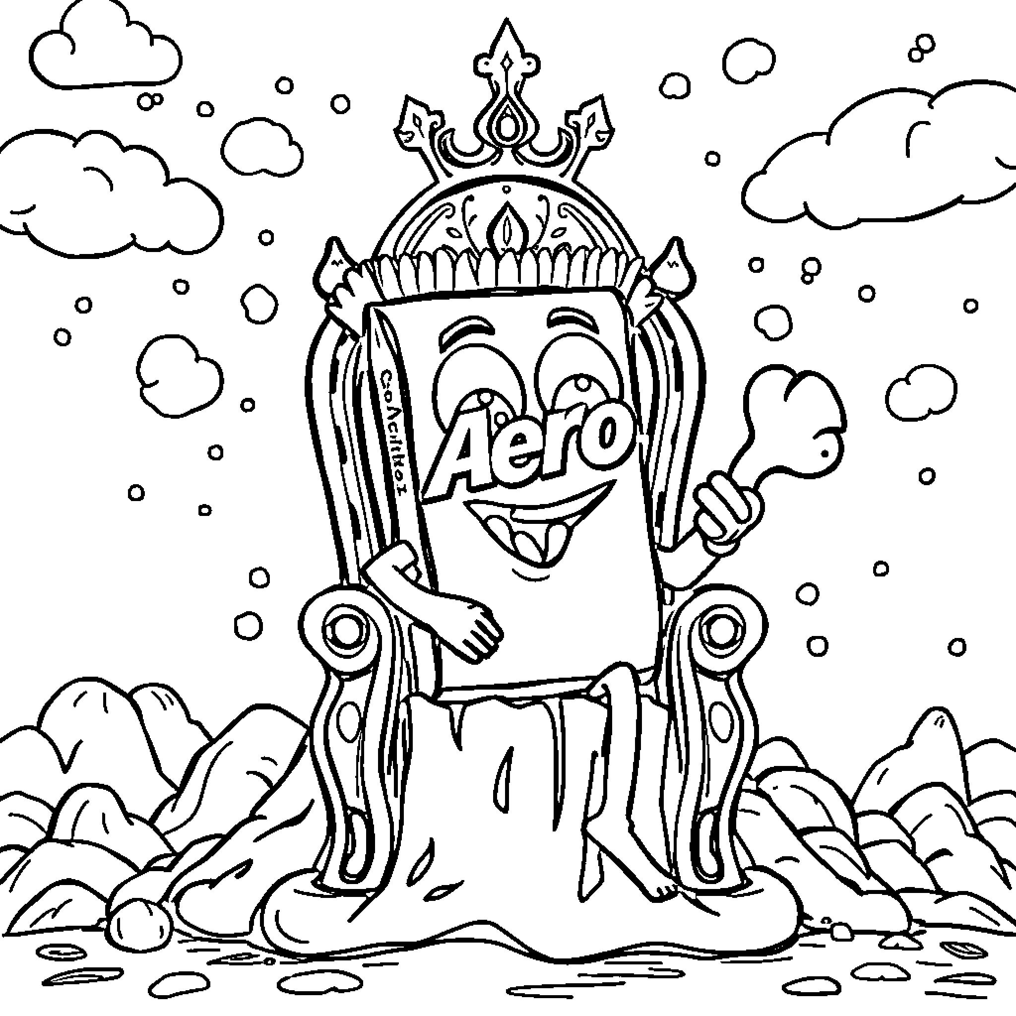 Aero Bar - Cheerful character in winter landscape Coloring Page (free black-and-white line drawing printable PDF for all, from beginners to advanced learners, including children, teens, adults, and seniors)