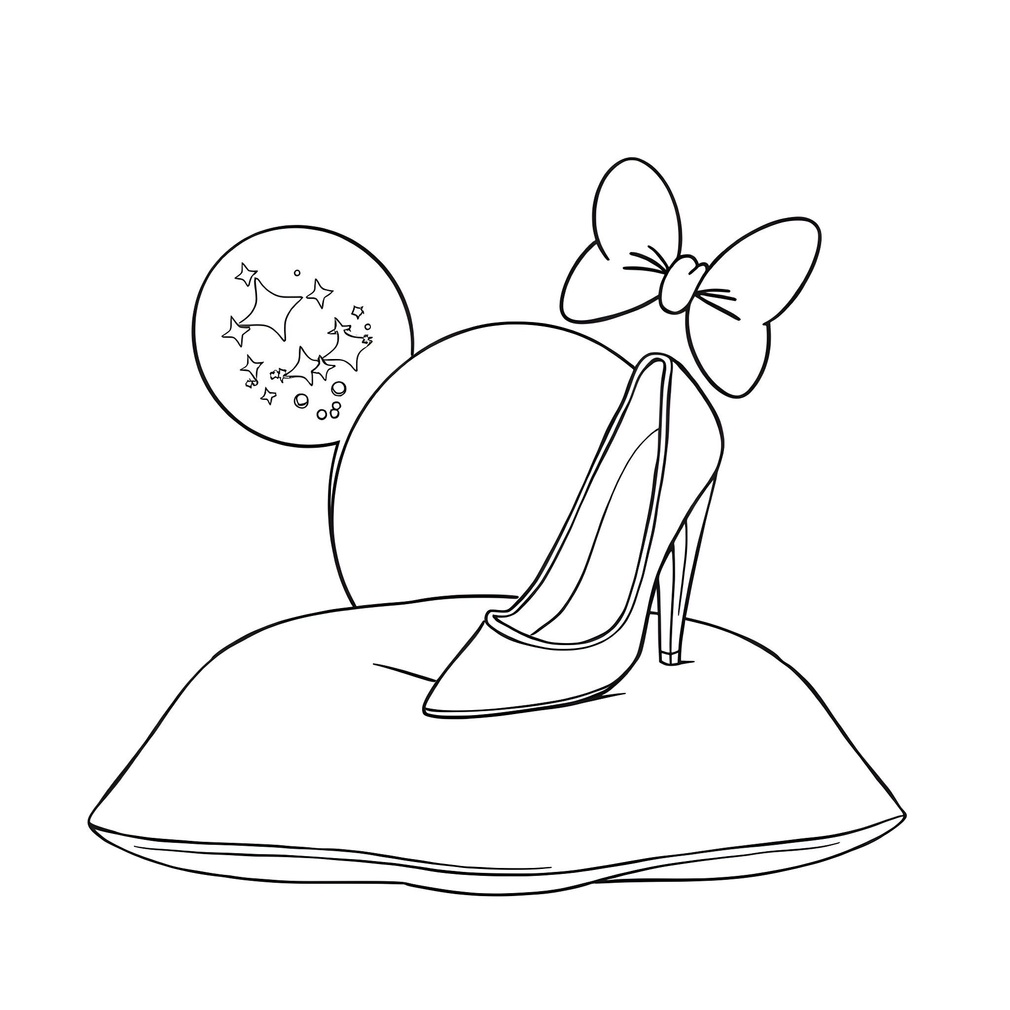 Mouse Ear Fairy Tale Footwear Coloring Page (free black-and-white line drawing printable PDF for all, from beginners to advanced learners, including children, teens, adults, and seniors)
