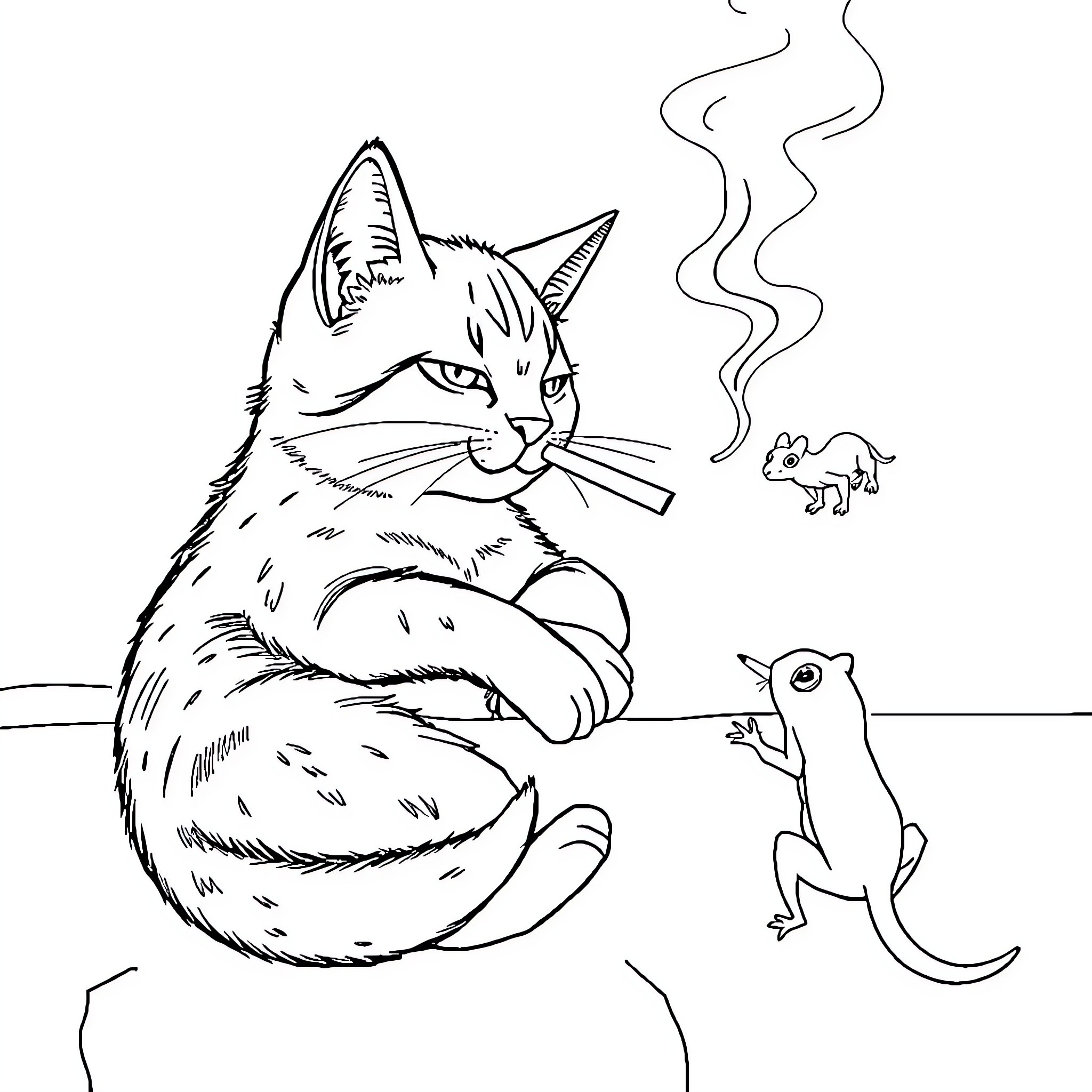 Chat with curious critters in the wild Coloring Page (free black-and-white line drawing printable PDF for all, from beginners to advanced learners, including children, teens, adults, and seniors)